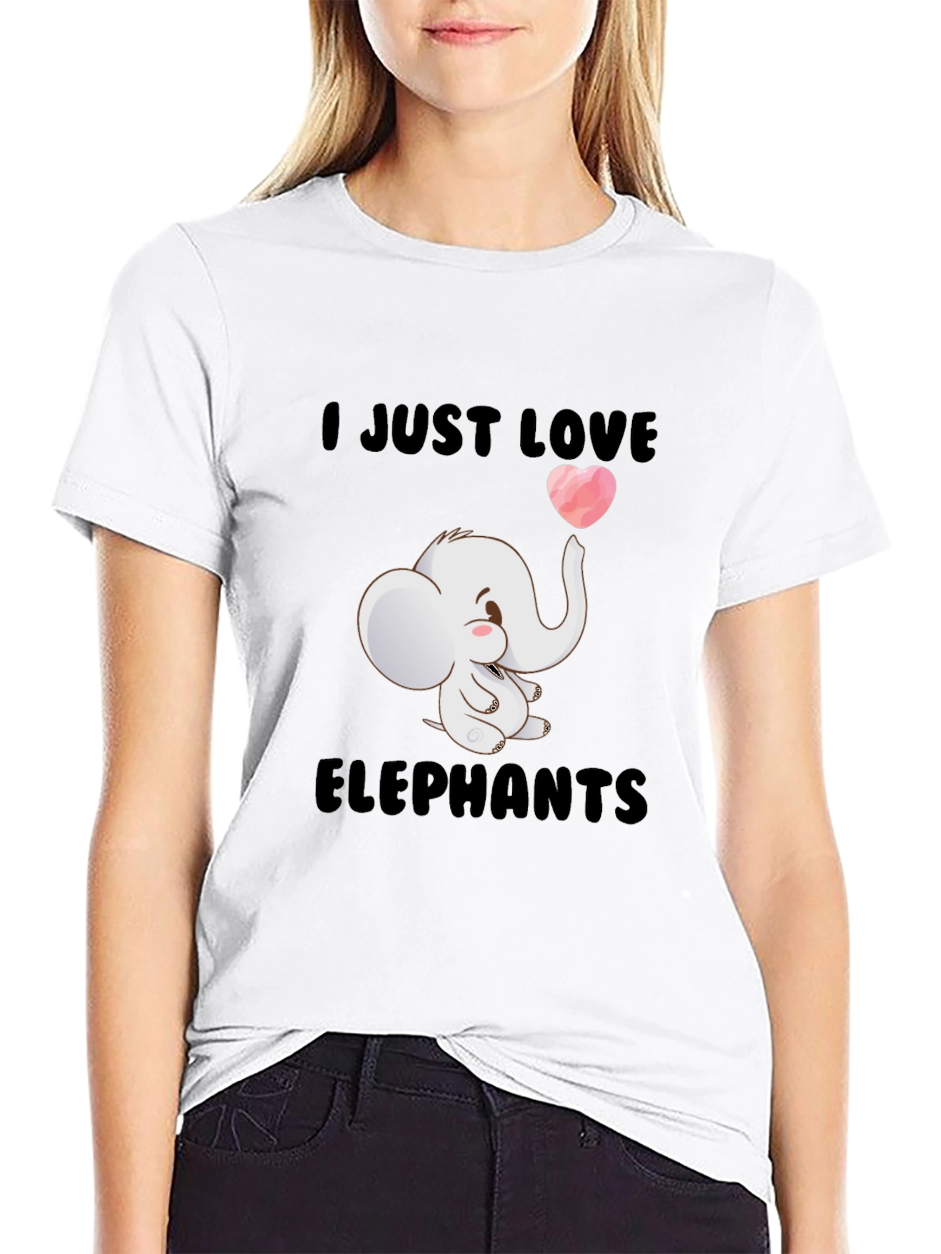 I Love Elephants Black T-Shirt