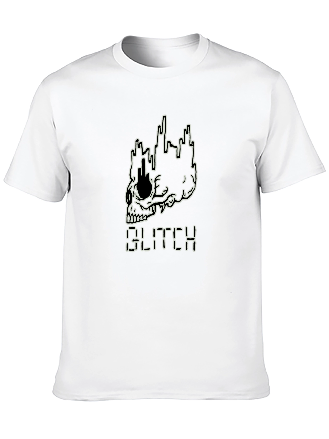 Glitch Skull Graphic Tee - Mens Black T-Shirt