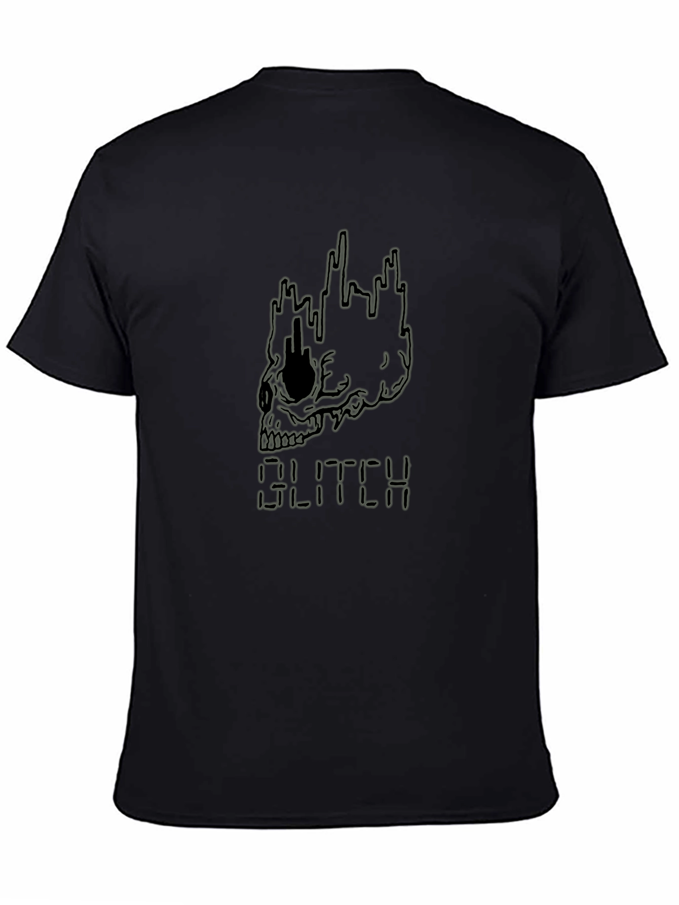 Glitch Skull Graphic Tee - Mens Black T-Shirt