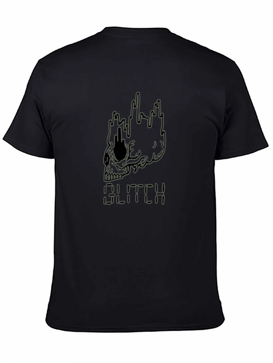 Glitch Skull Graphic Tee - Mens Black T-Shirt