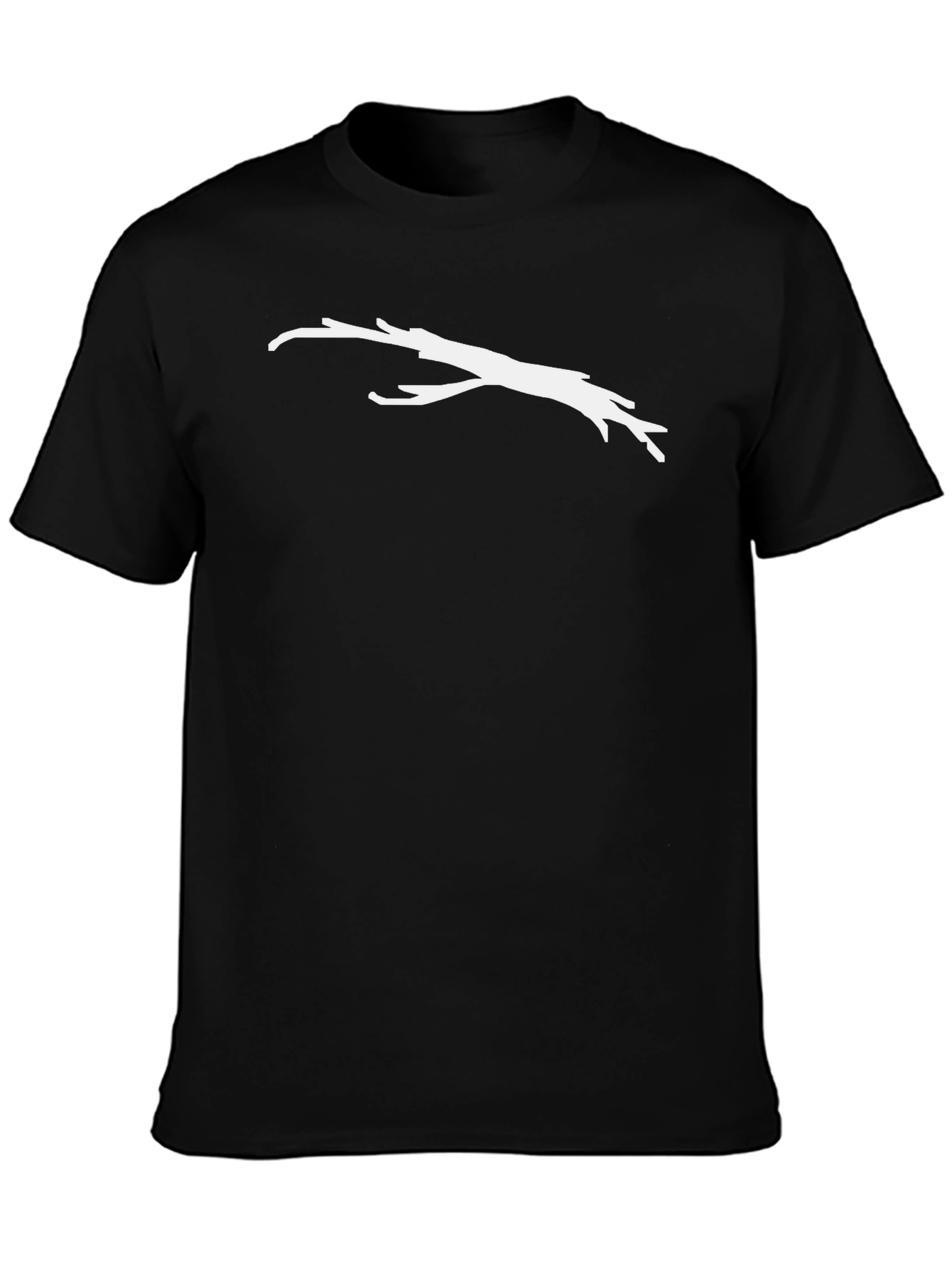 Mens Black T-Shirt with White Branch Design