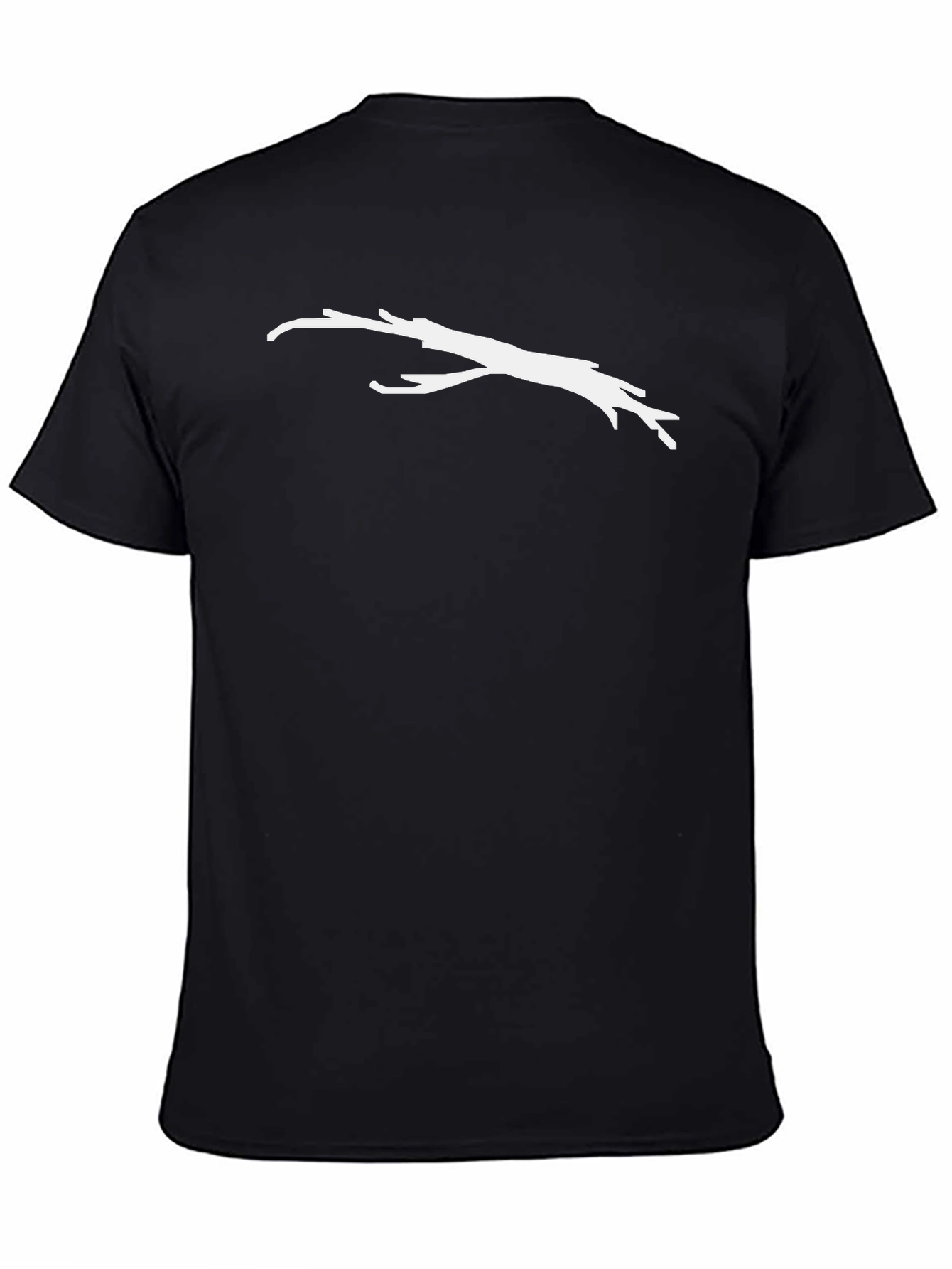 Mens Black T-Shirt with White Branch Design