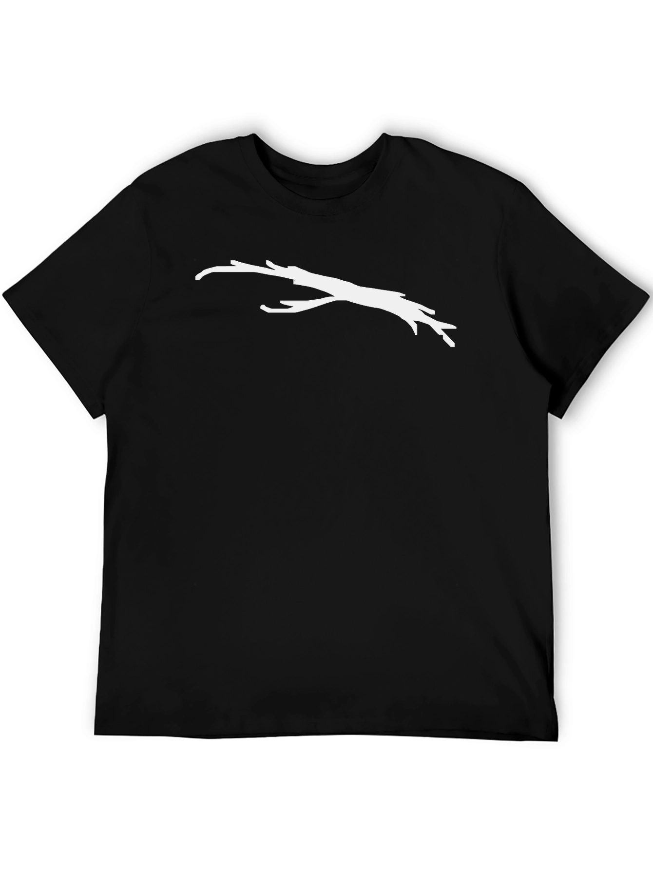 Mens Black T-Shirt with White Branch Design