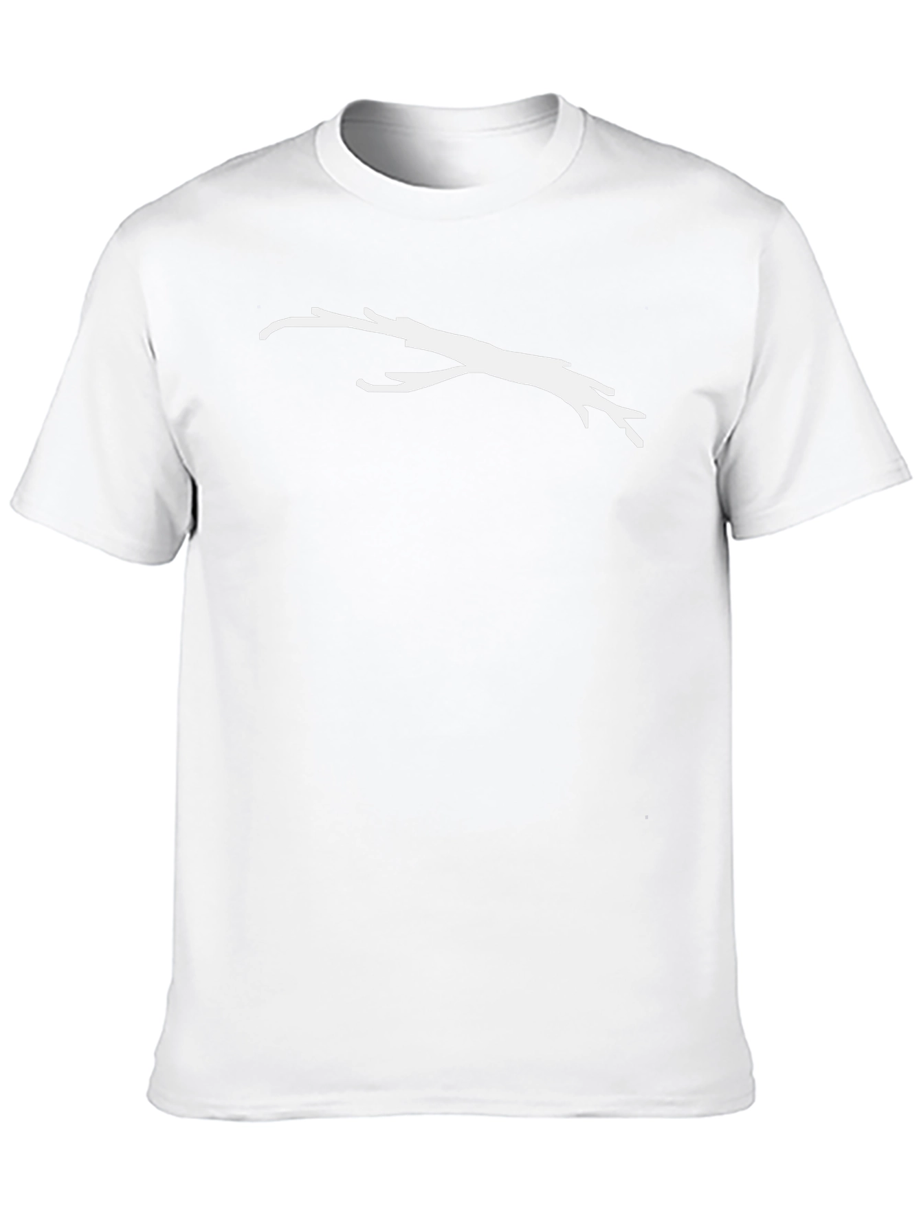 Mens Black T-Shirt with White Branch Design
