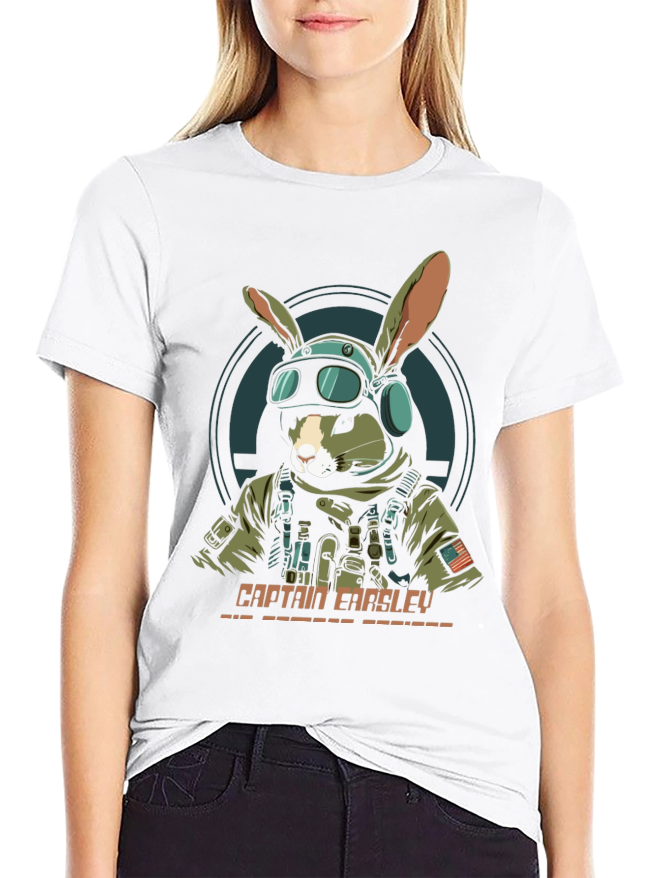 Captain Earsley T-Shirt - Tactical Rabbit Design