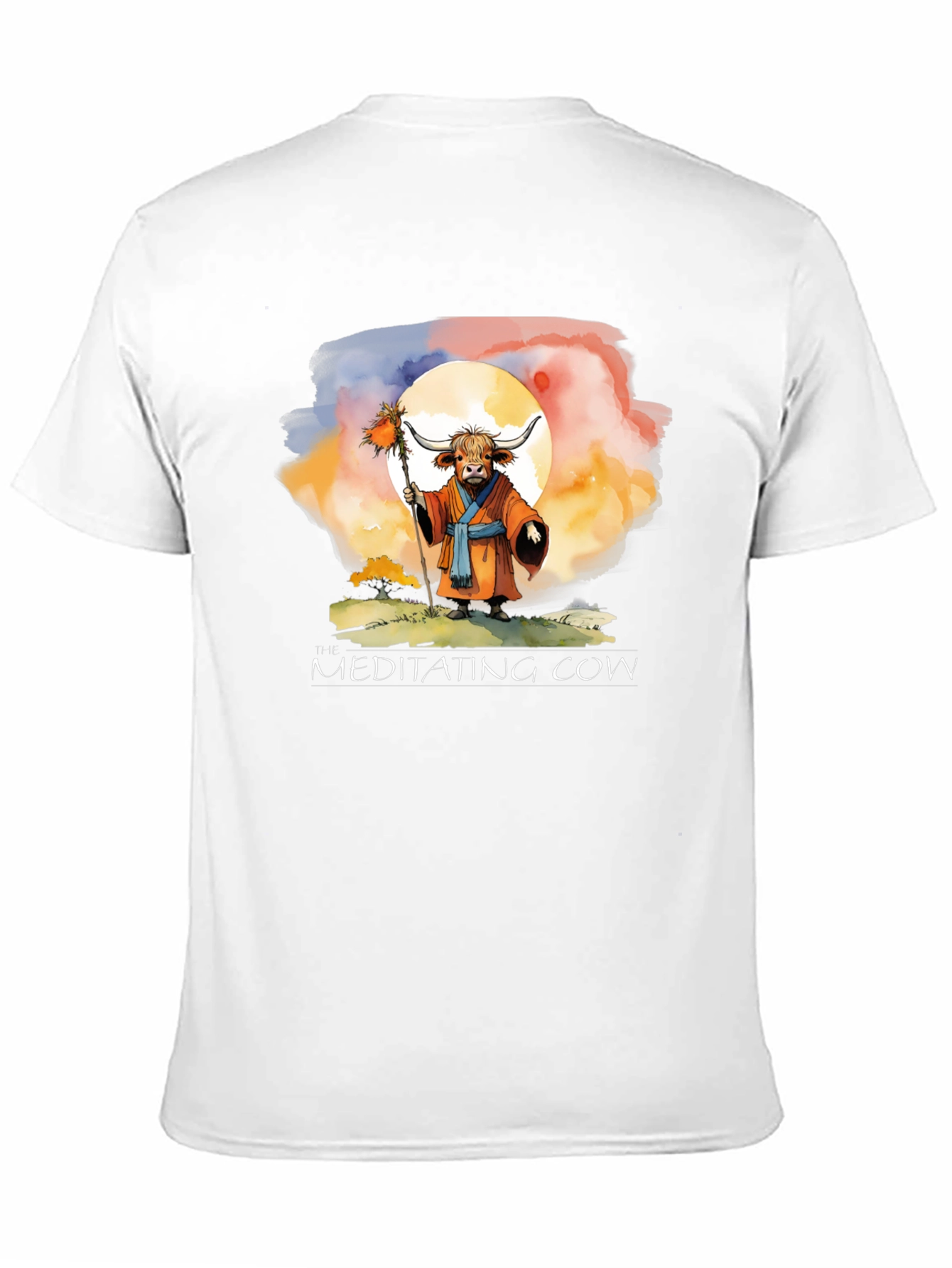 Meditating Cow Graphic T-Shirt - Zen Design