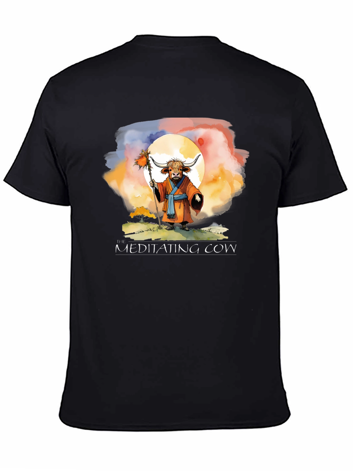 Meditating Cow Graphic T-Shirt - Zen Design