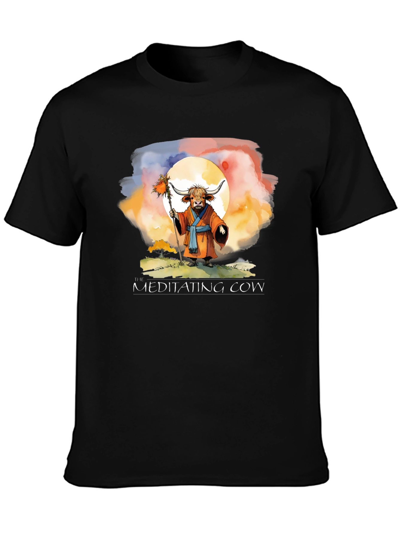 Meditating Cow Graphic T-Shirt - Zen Design