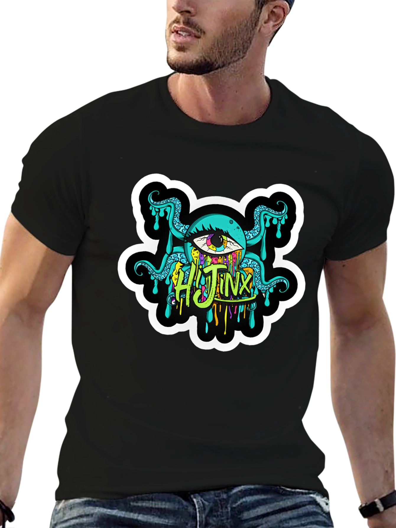 Mens Black Hijinx Graphic Tee - Unique Design