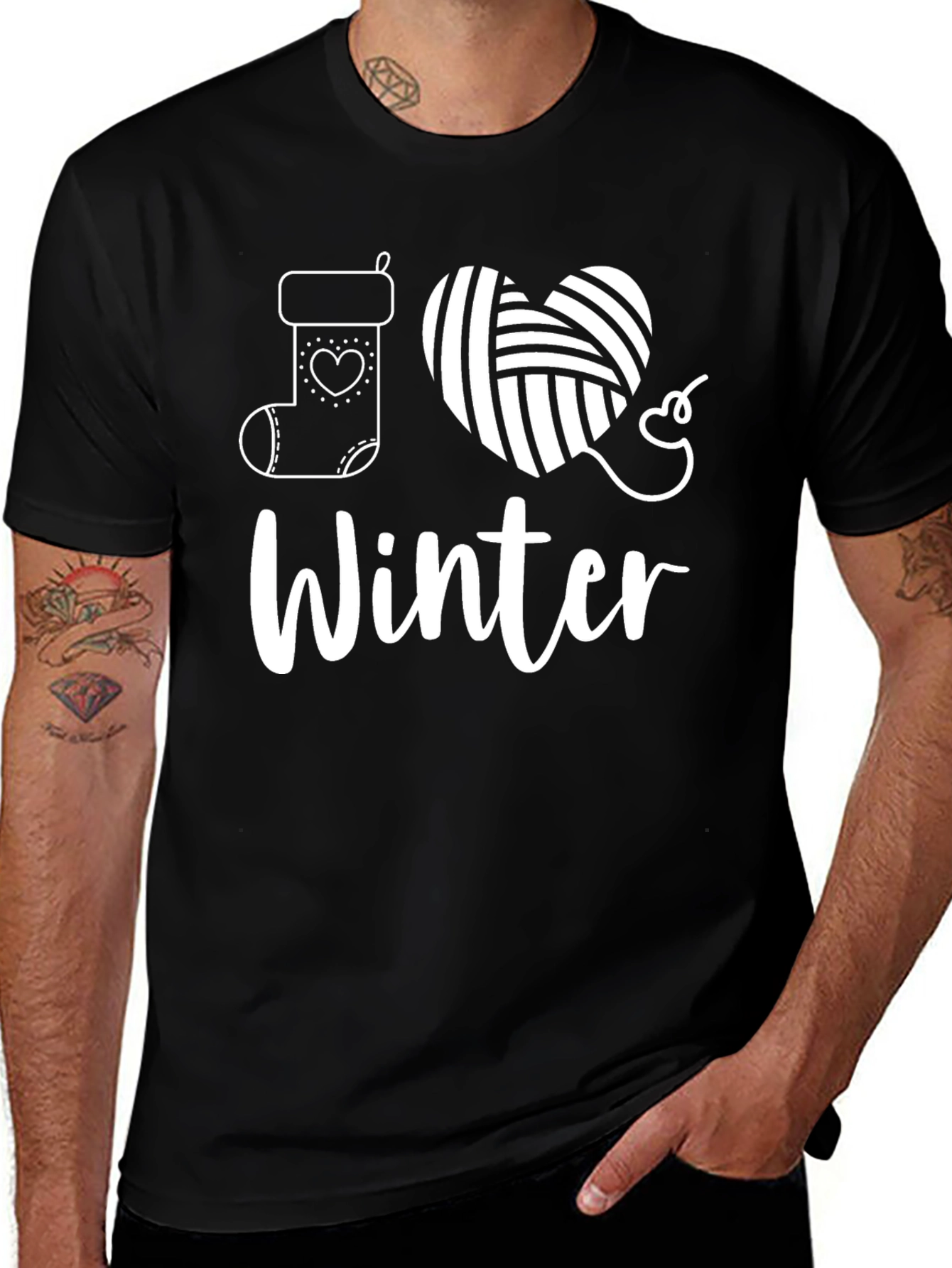 I Love Winter Knit Heart Graphic Tee