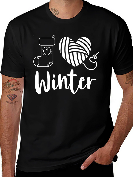 I Love Winter Knit Heart Graphic Tee