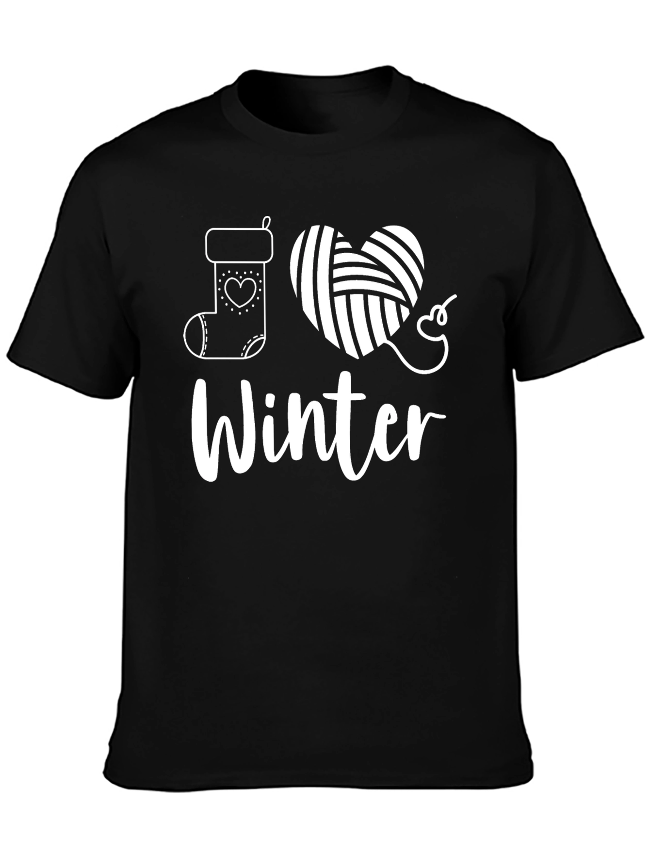 I Love Winter Knit Heart Graphic Tee