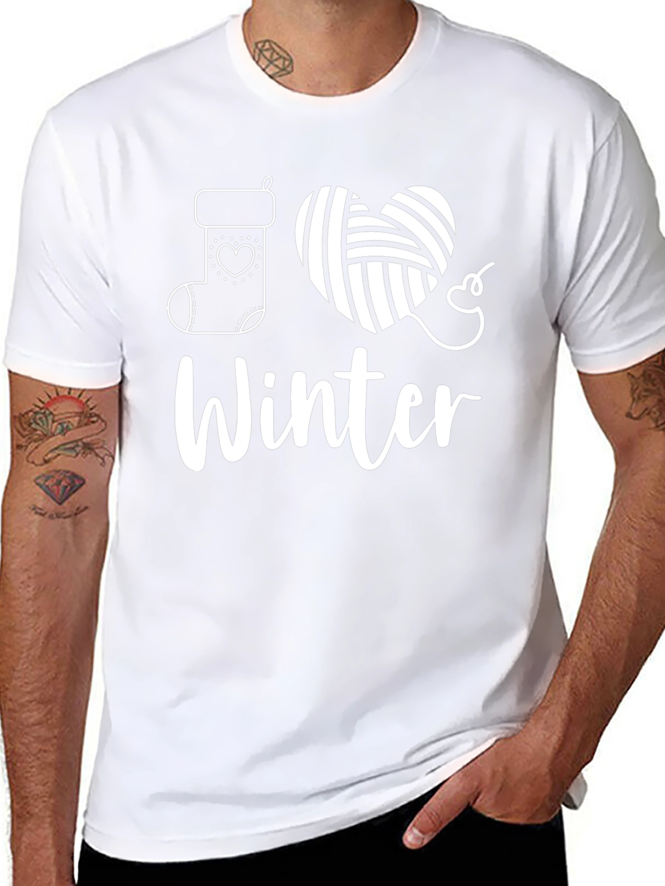 I Love Winter Knit Heart Graphic Tee
