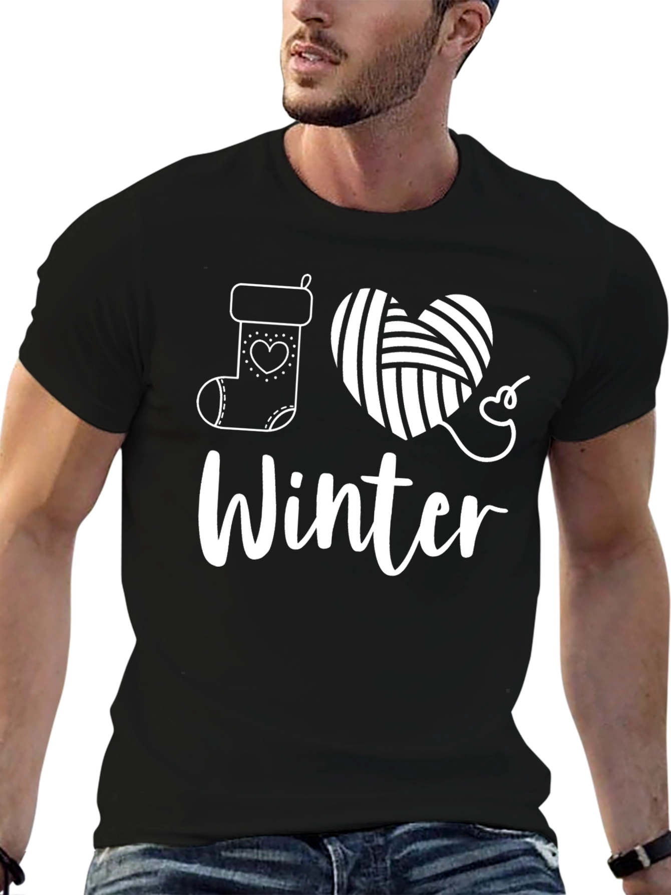 I Love Winter Knit Heart Graphic Tee