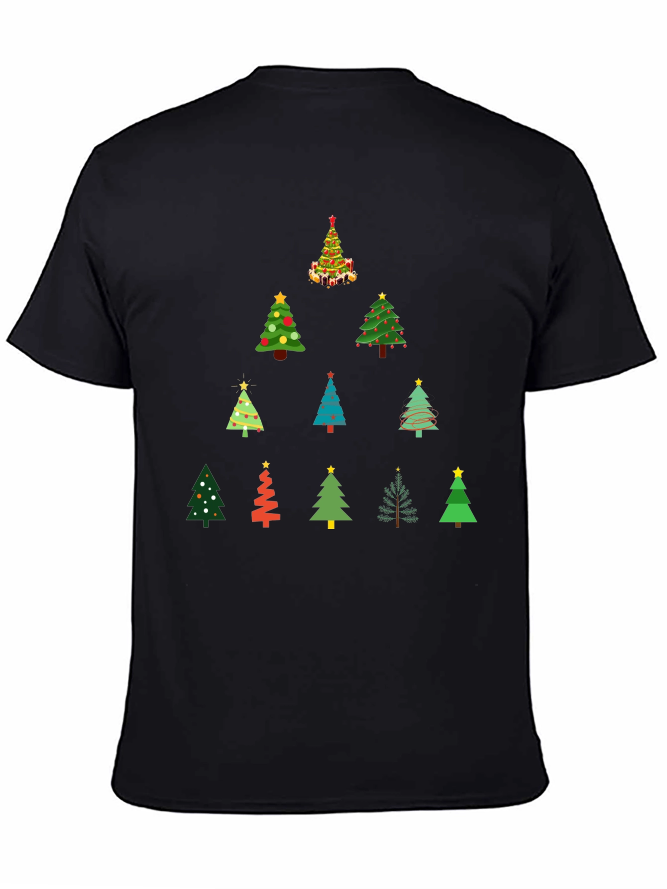 Festive Christmas Tree Pattern T-Shirt