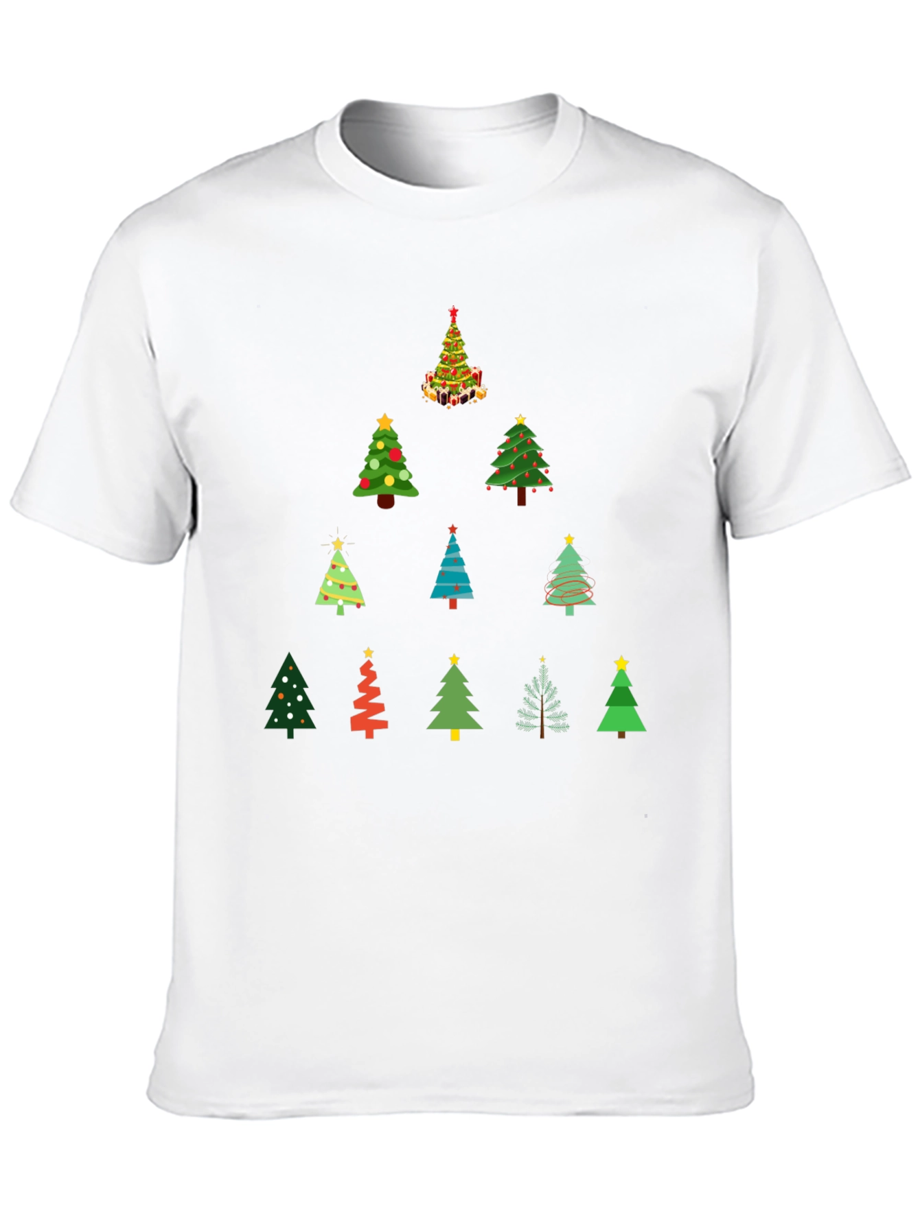 Festive Christmas Tree Pattern T-Shirt