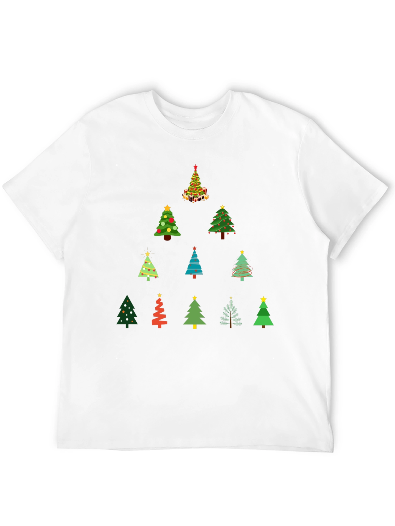 Festive Christmas Tree Pattern T-Shirt