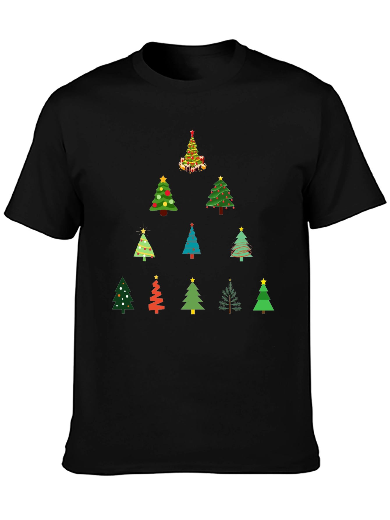 Festive Christmas Tree Pattern T-Shirt