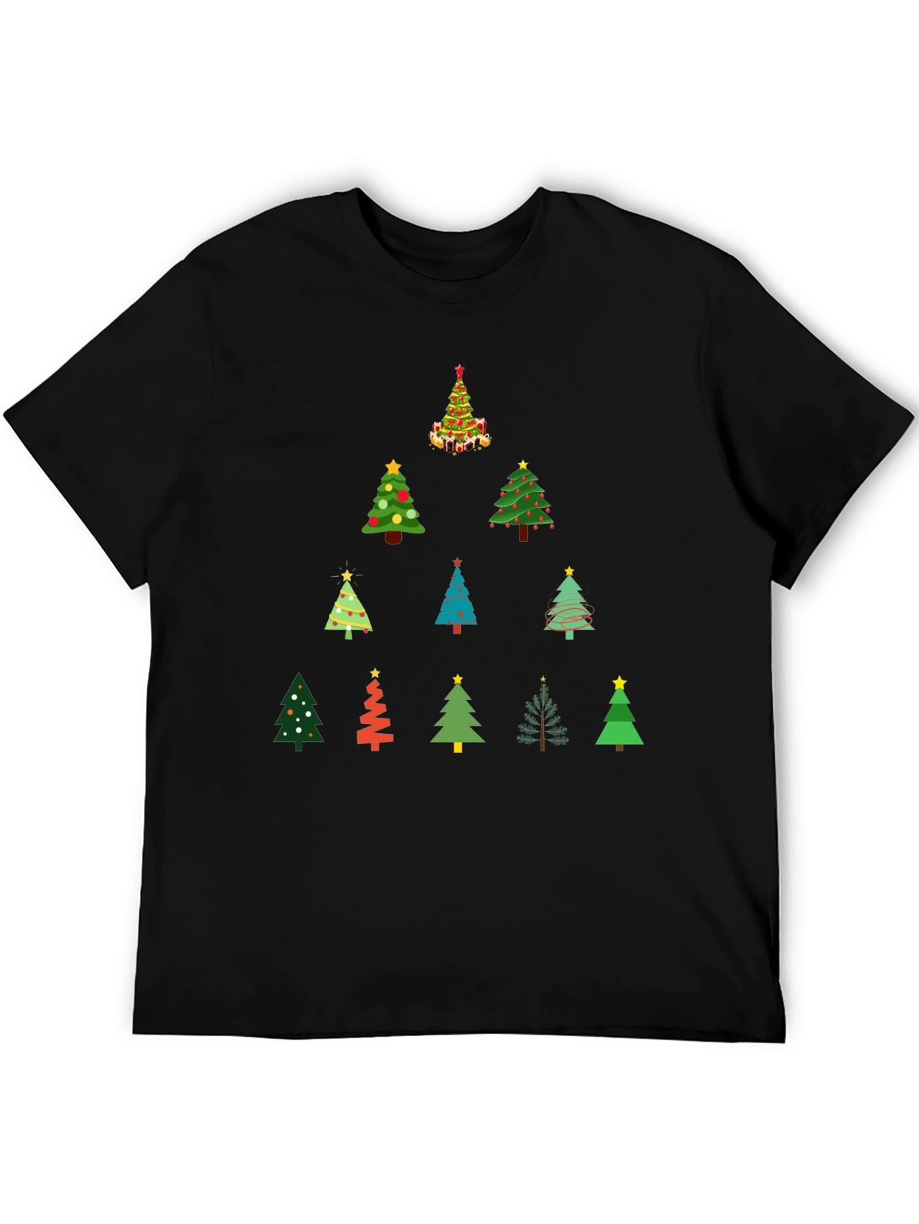 Festive Christmas Tree Pattern T-Shirt