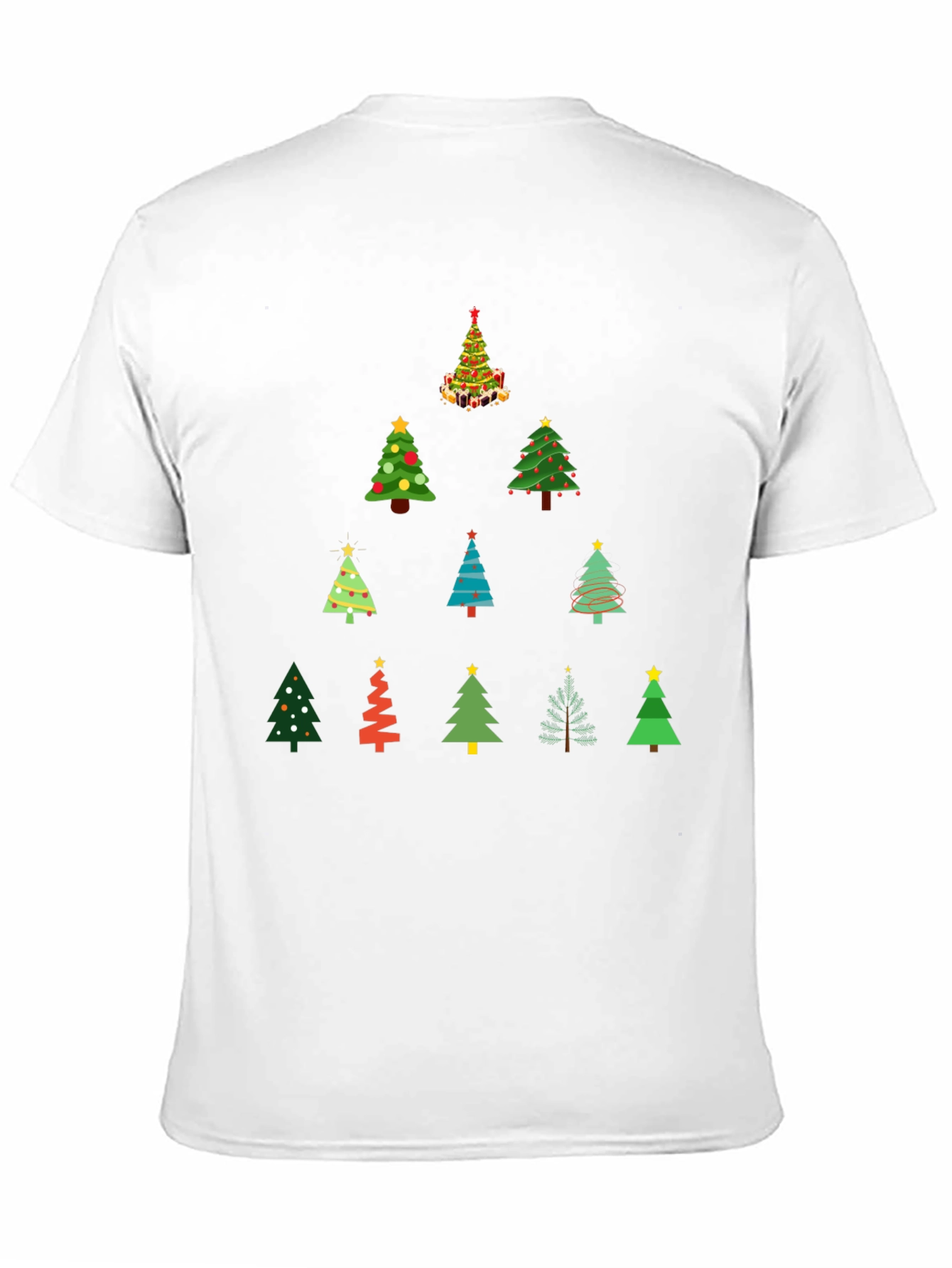 Festive Christmas Tree Pattern T-Shirt