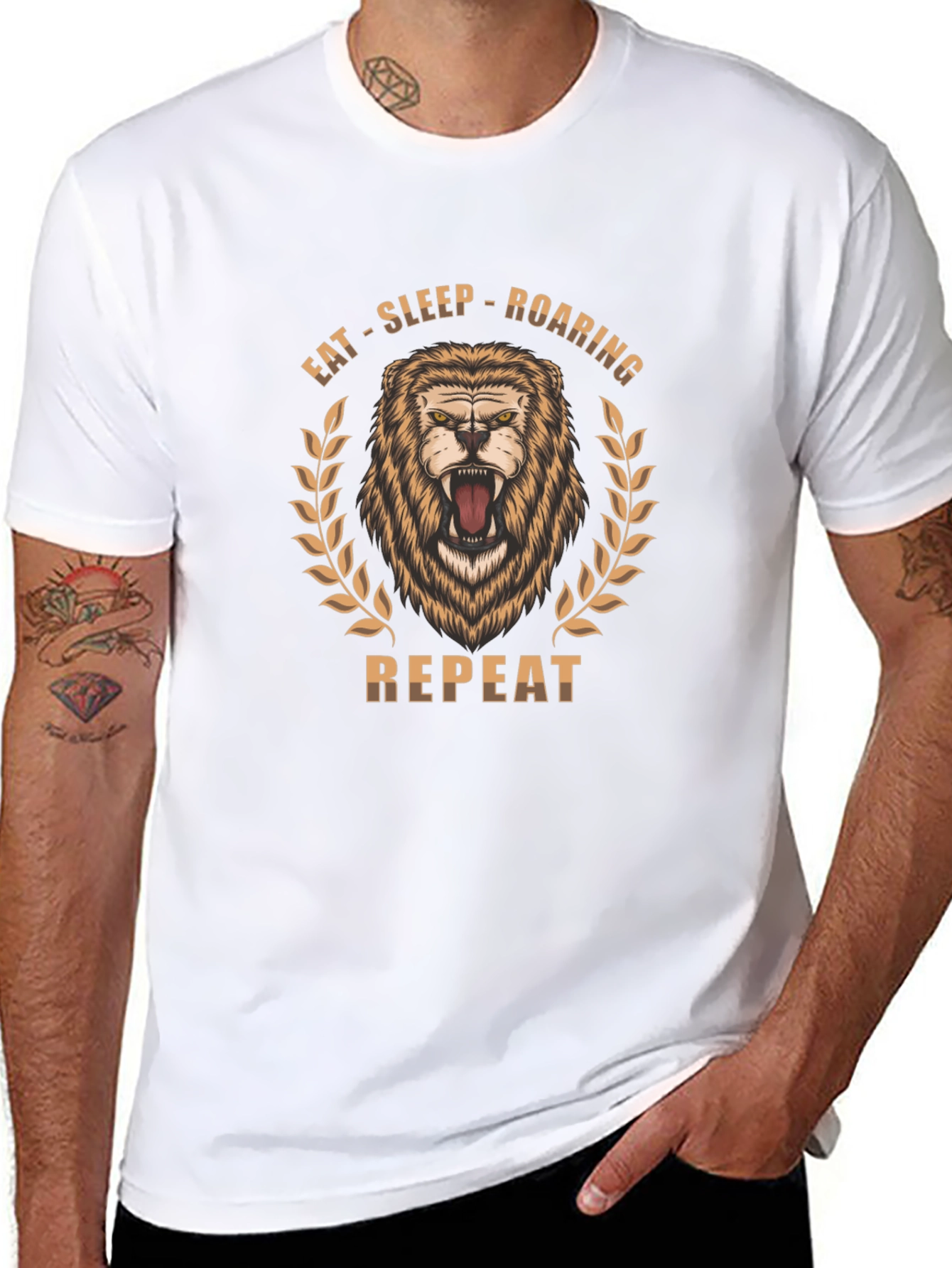 Lion Roar Graphic Print Black T-Shirt