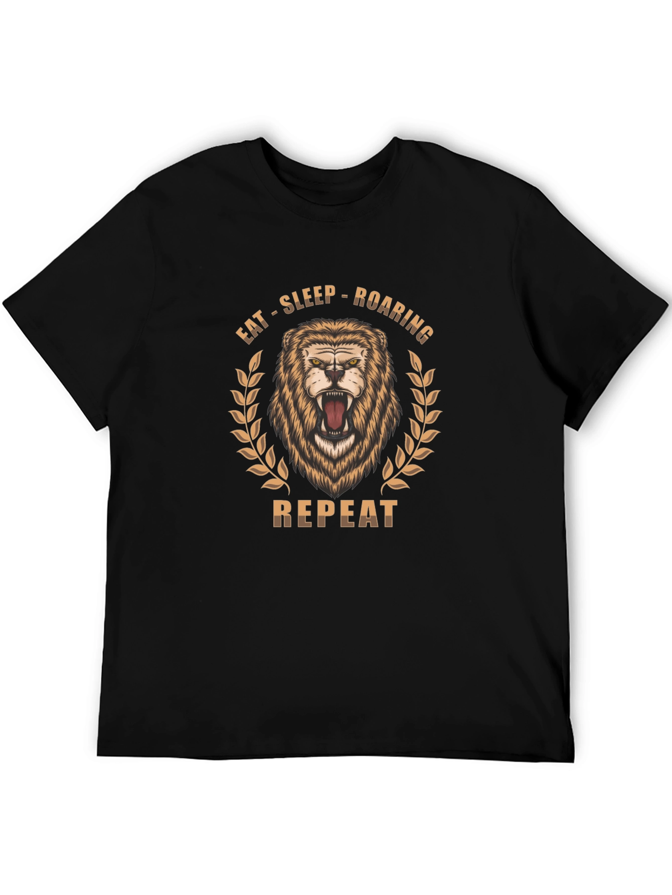 Lion Roar Graphic Print Black T-Shirt