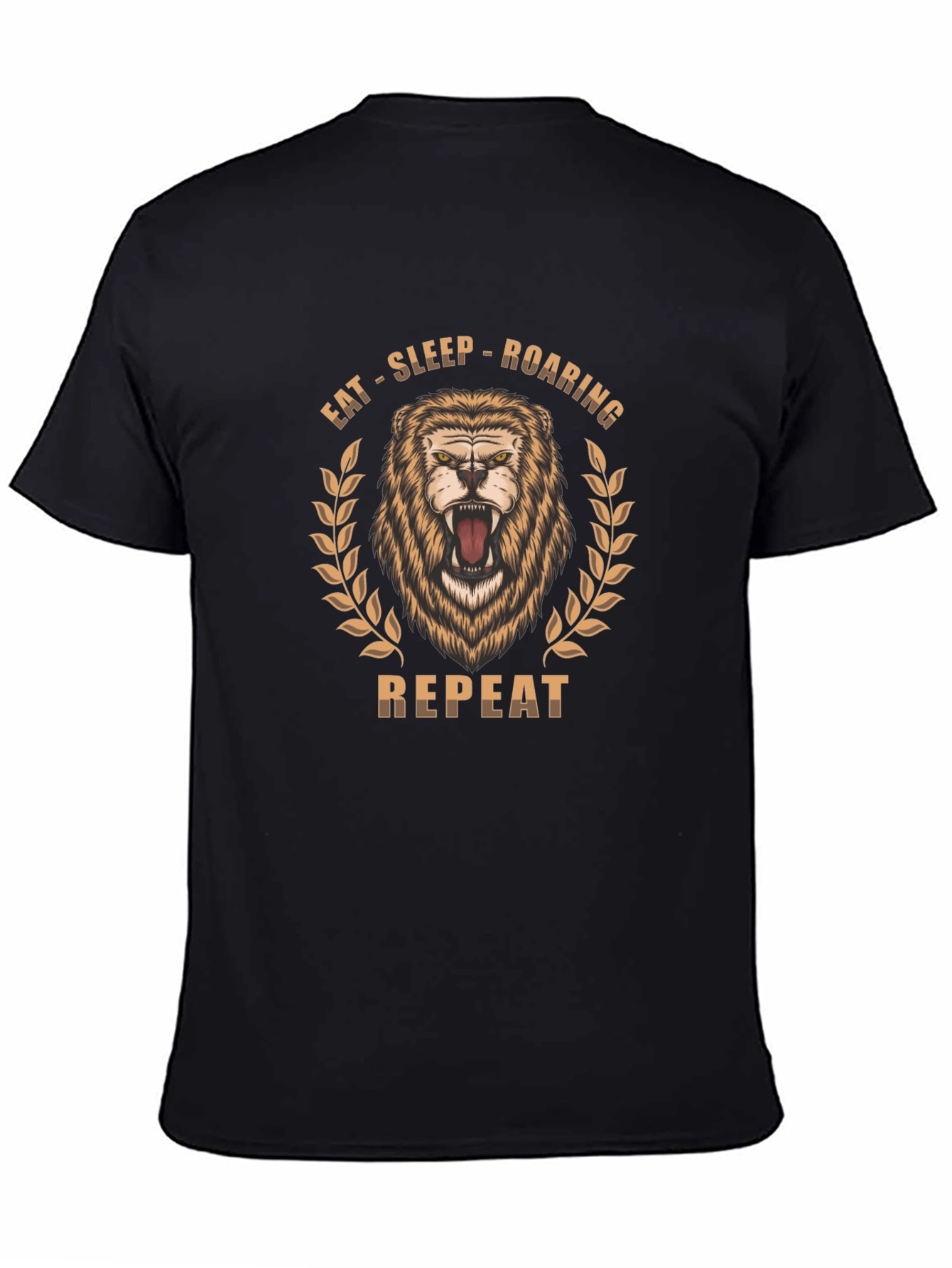 Lion Roar Graphic Print Black T-Shirt
