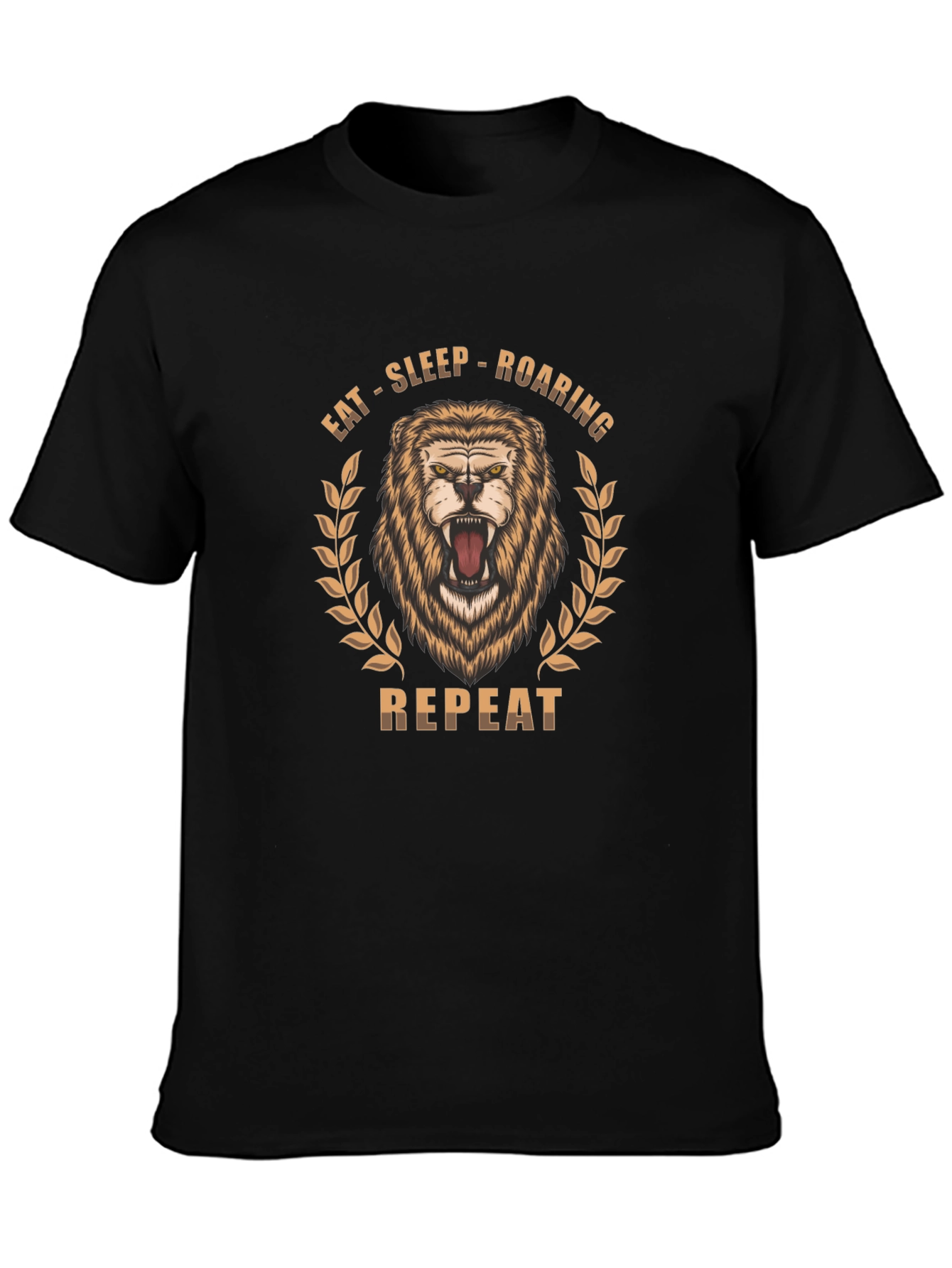 Lion Roar Graphic Print Black T-Shirt