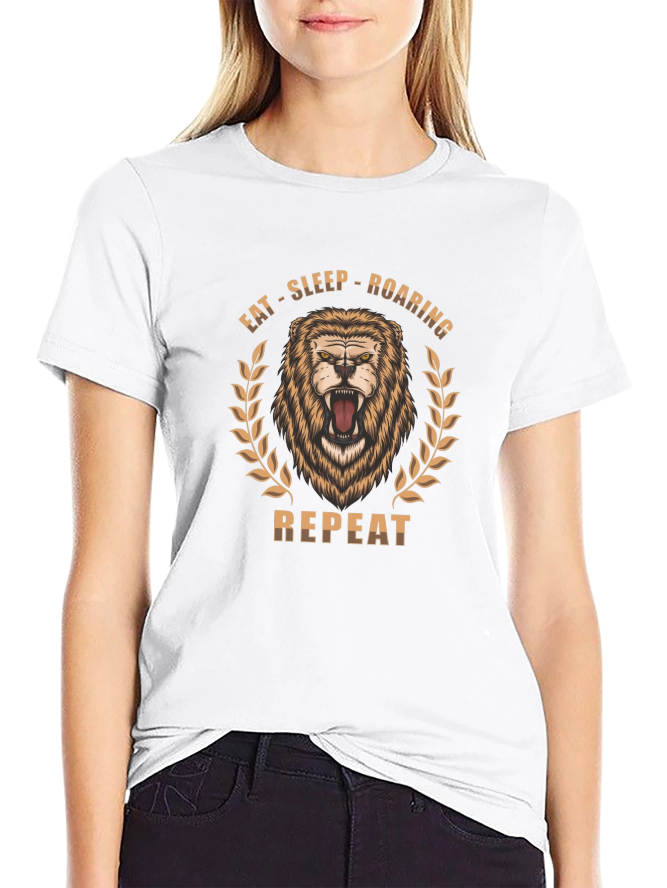 Lion Roar Graphic Print Black T-Shirt