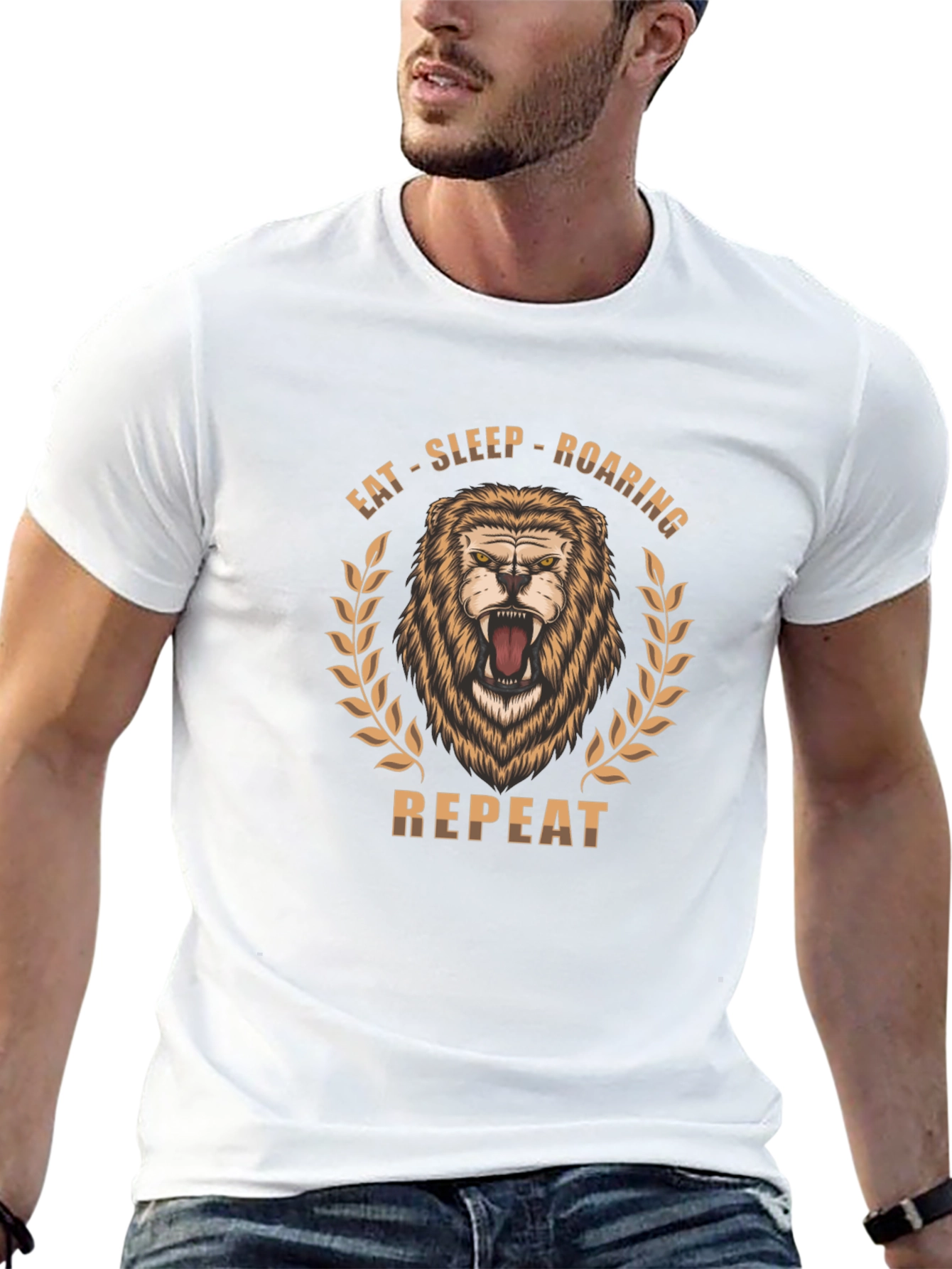 Lion Roar Graphic Print Black T-Shirt