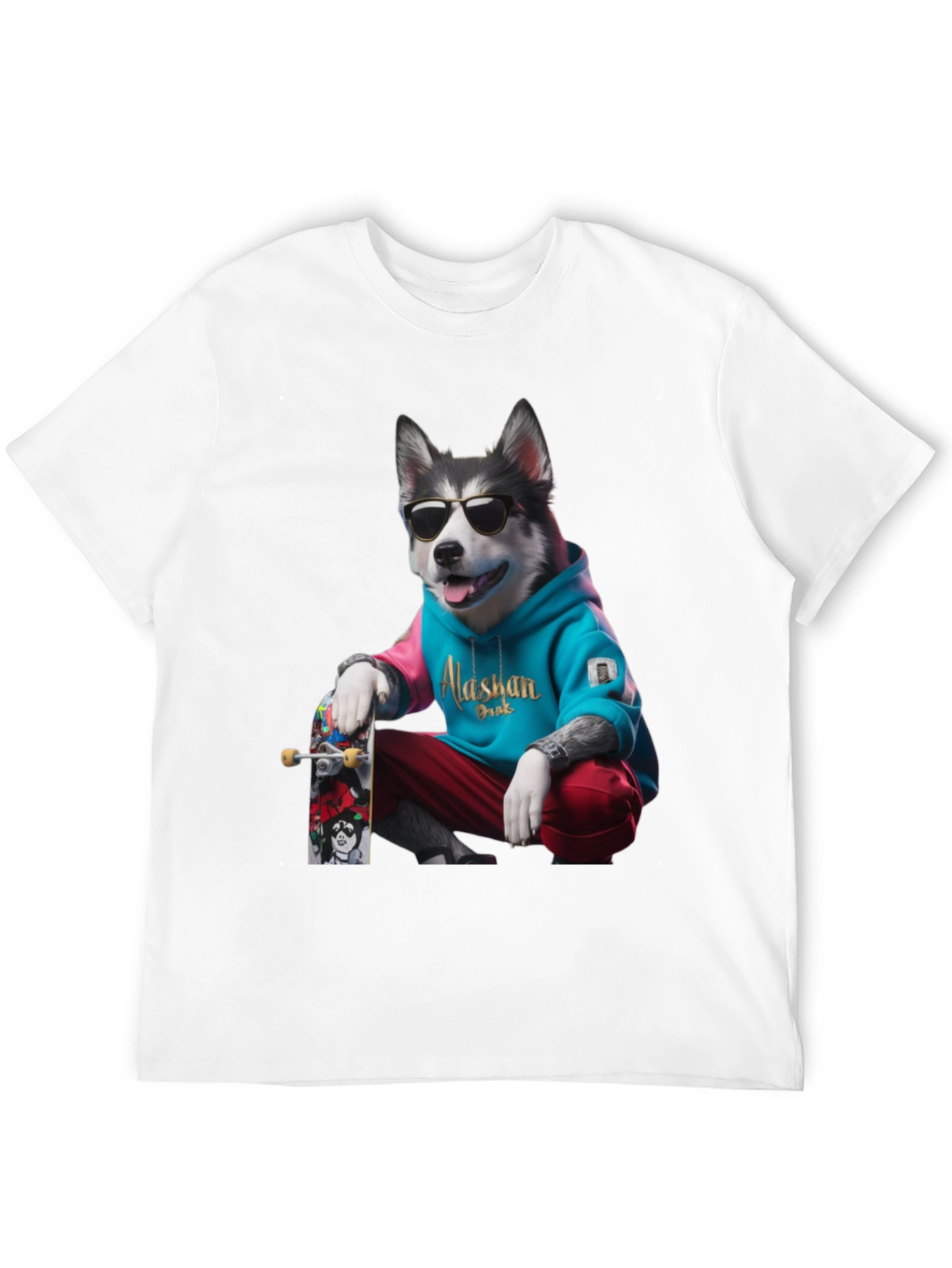 Cool Alaskan Husky Graphic Tee - Skater Dog