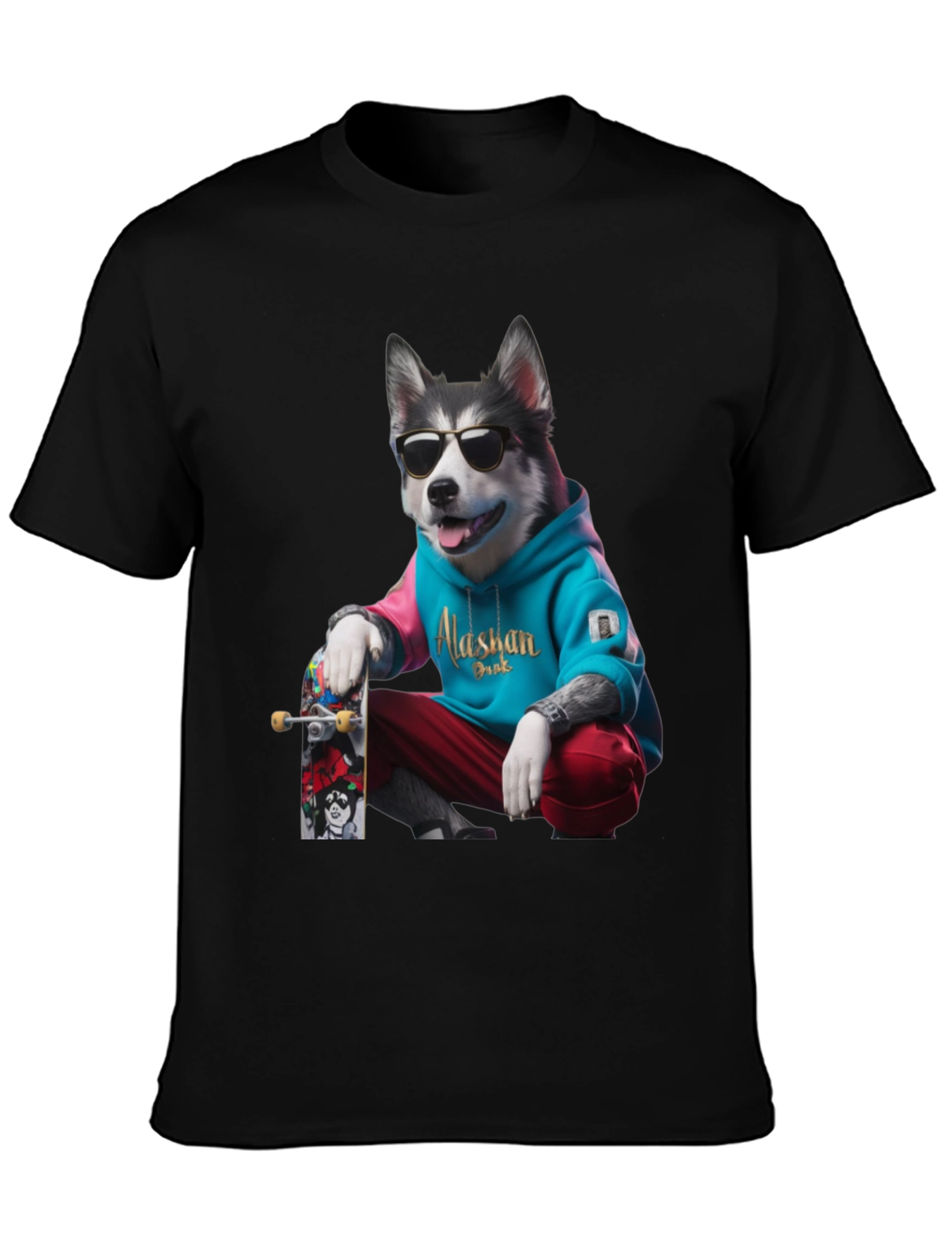 Cool Alaskan Husky Graphic Tee - Skater Dog