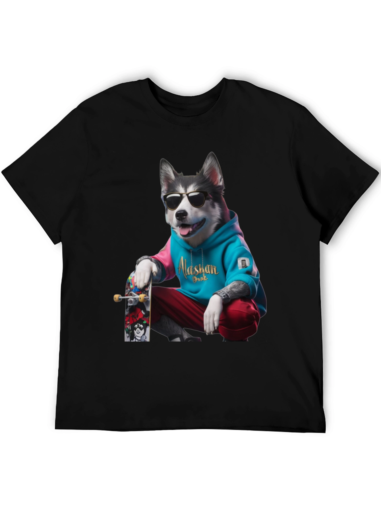 Cool Alaskan Husky Graphic Tee - Skater Dog