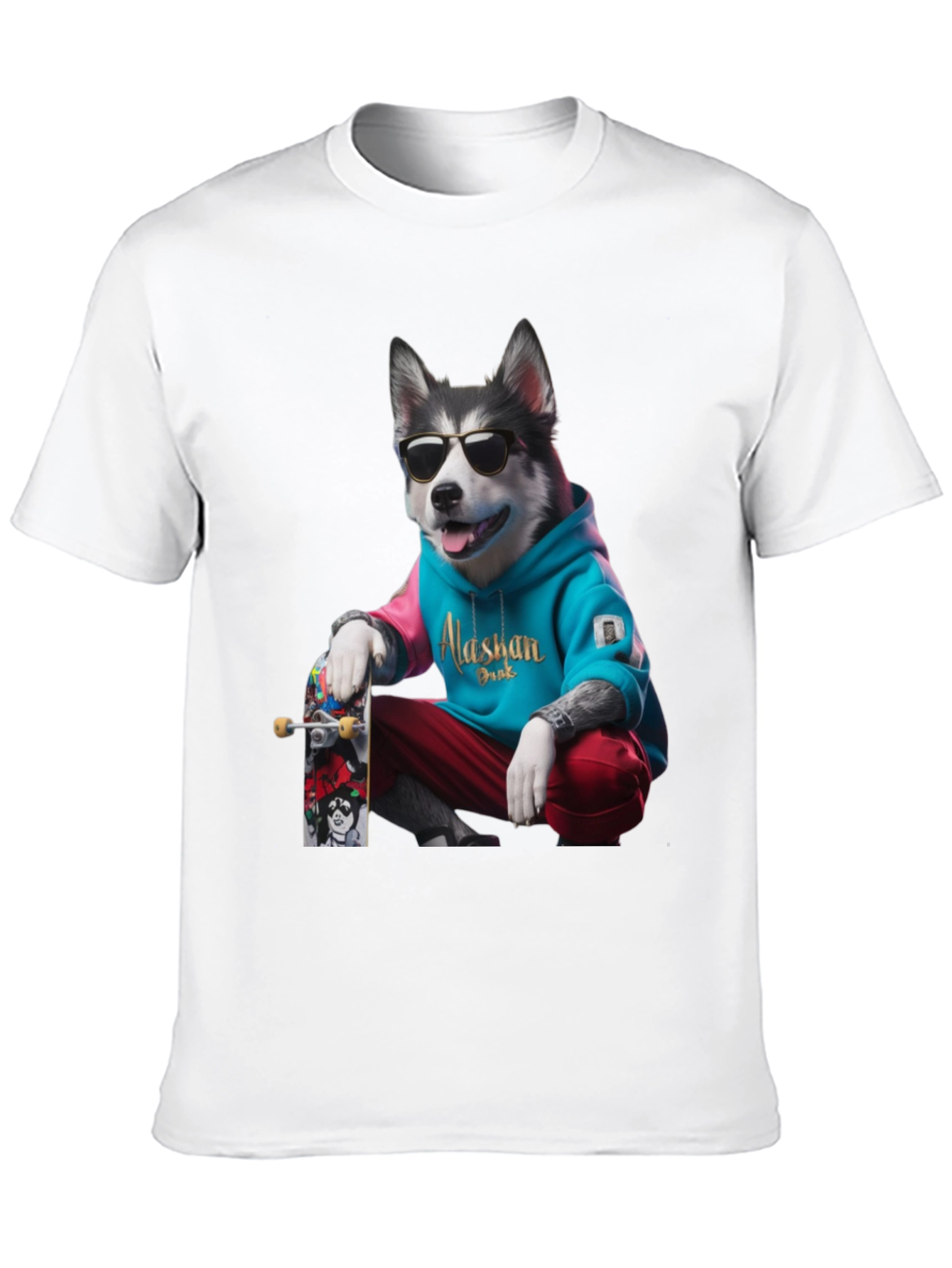 Cool Alaskan Husky Graphic Tee - Skater Dog