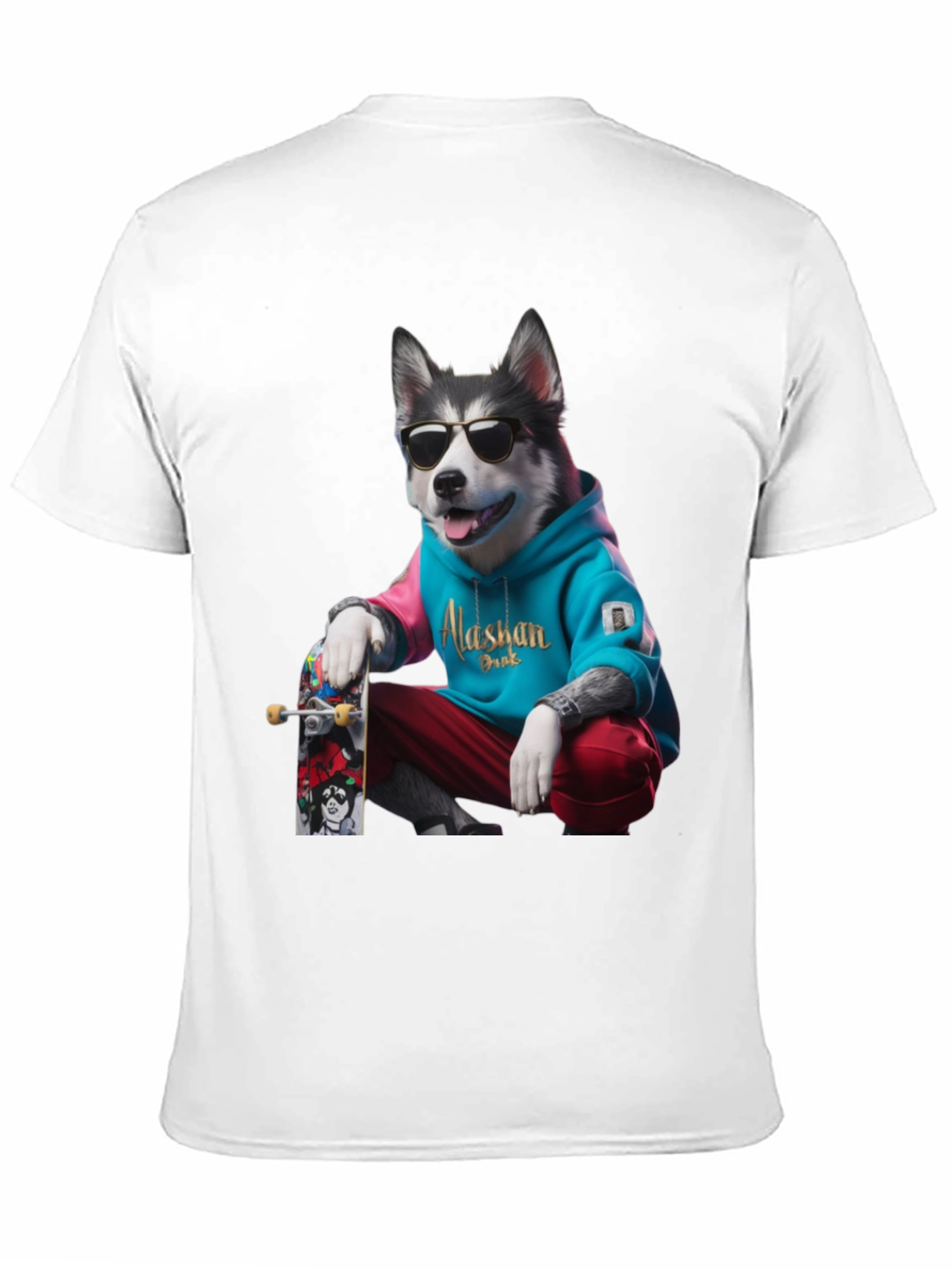 Cool Alaskan Husky Graphic Tee - Skater Dog