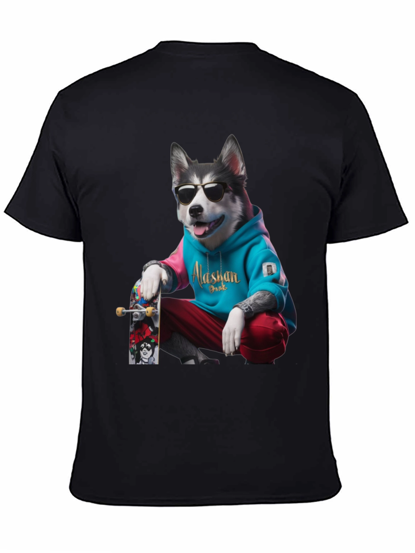Cool Alaskan Husky Graphic Tee - Skater Dog