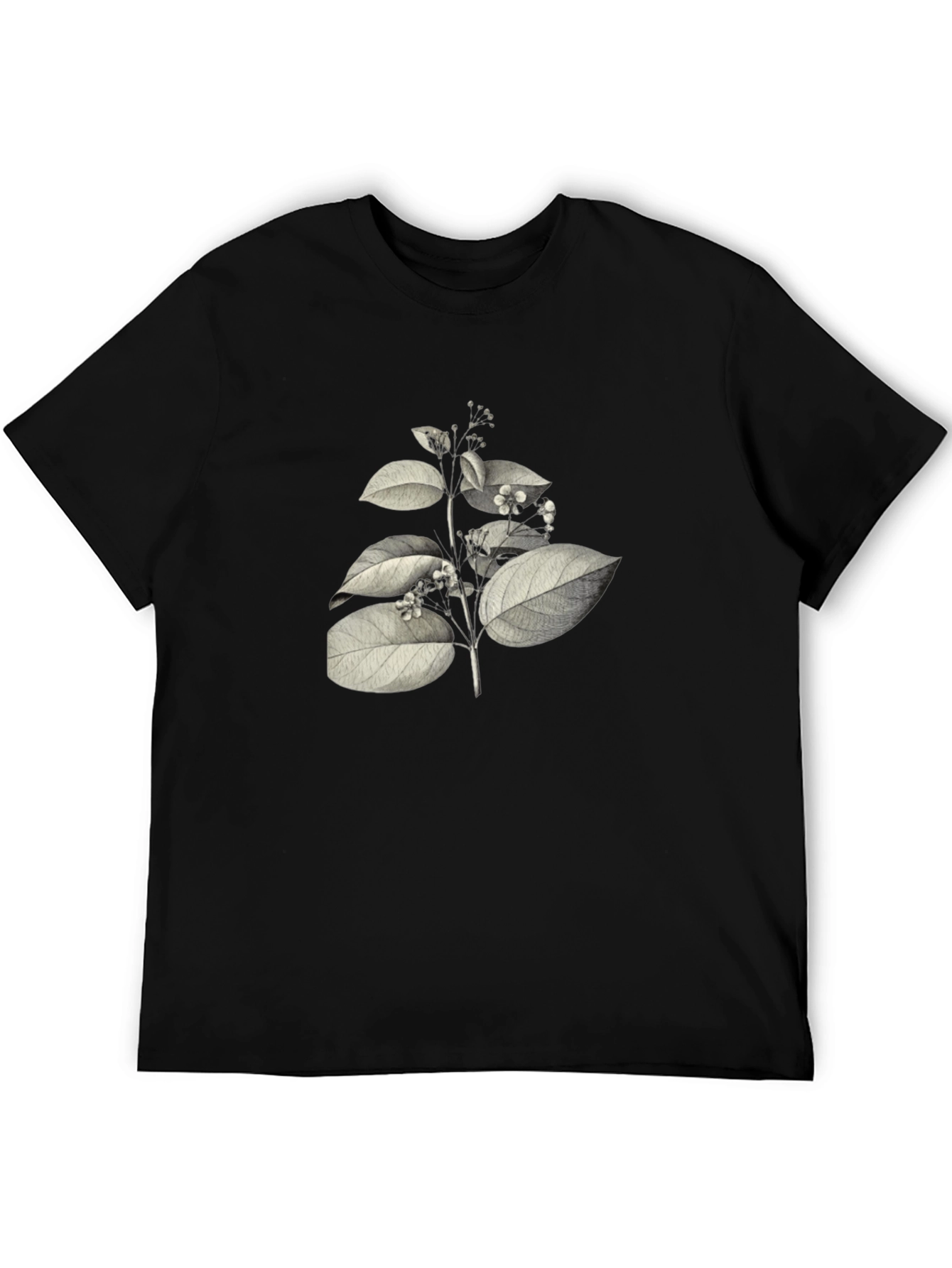 Botanical Print Black T-Shirt