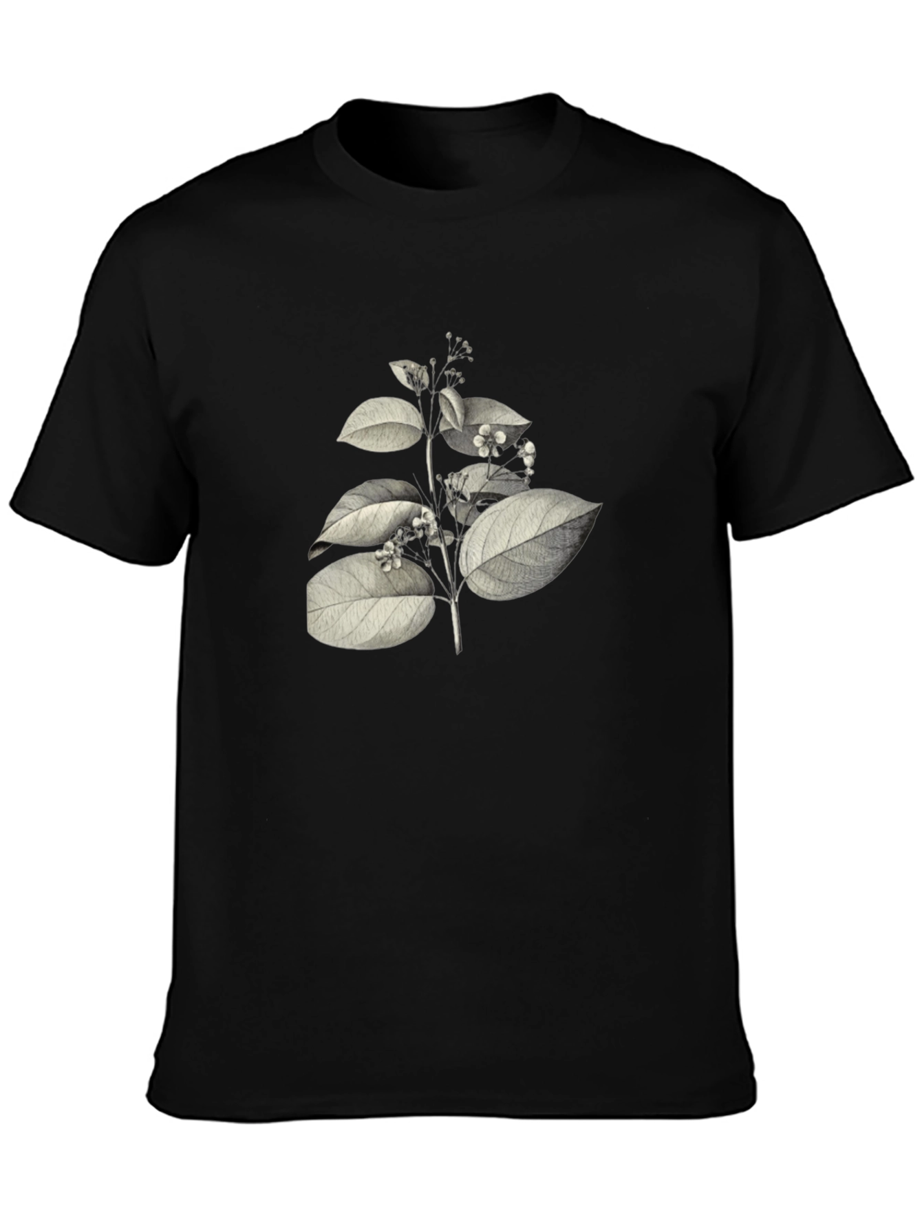 Botanical Print Black T-Shirt