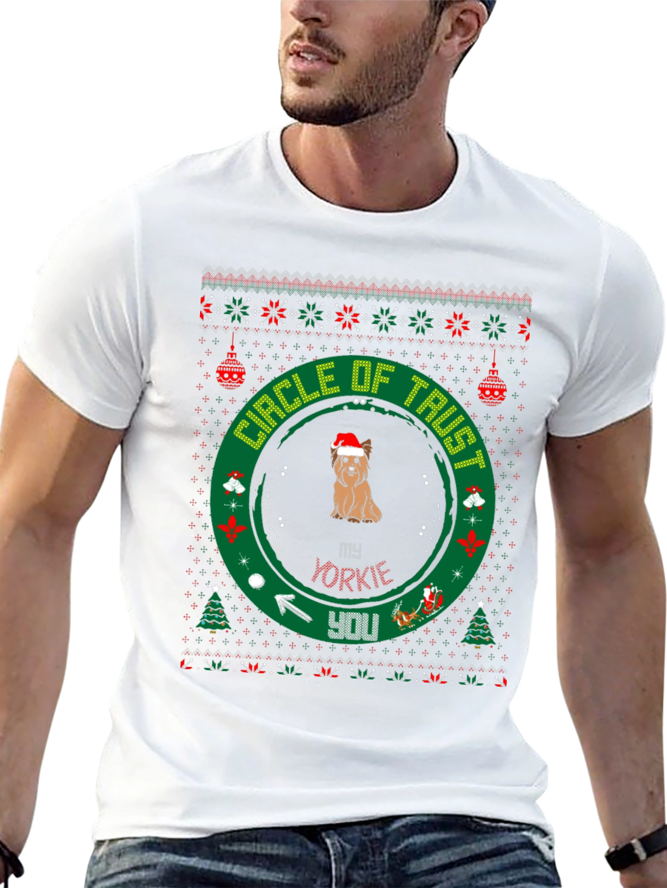 Yorkie Christmas Circle of Trust T-Shirt