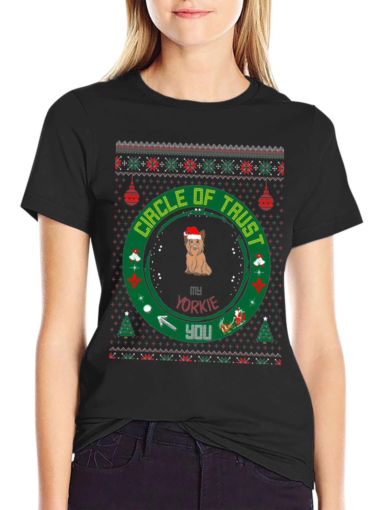 Yorkie Christmas Circle of Trust T-Shirt