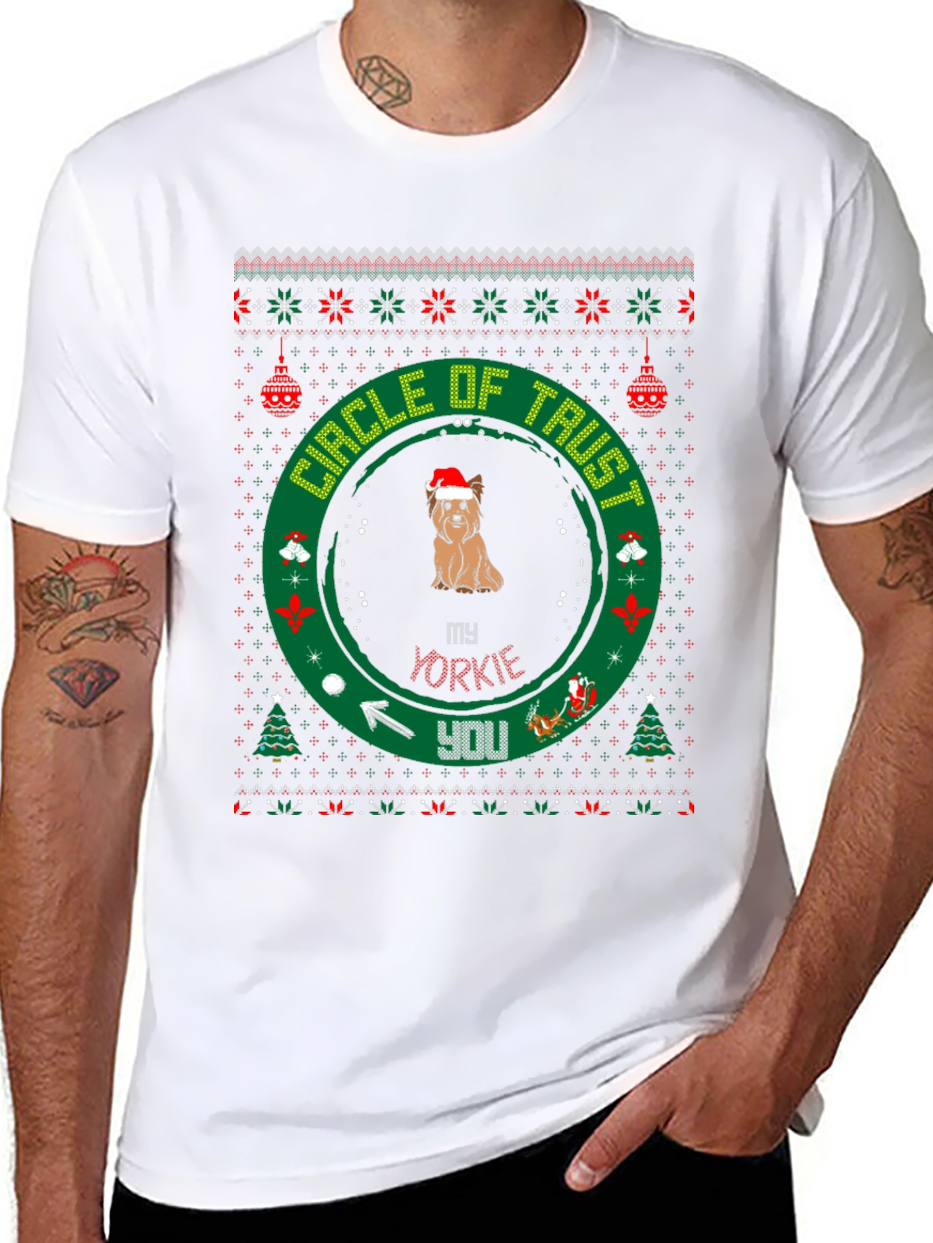 Yorkie Christmas Circle of Trust T-Shirt