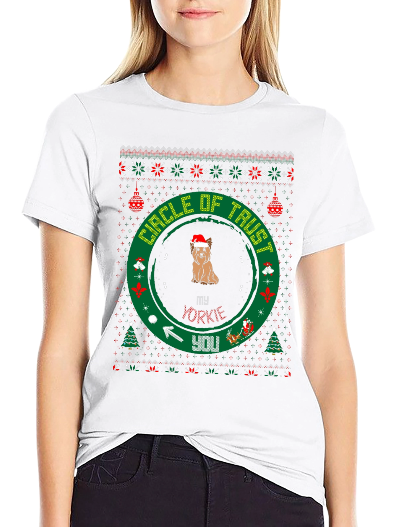 Yorkie Christmas Circle of Trust T-Shirt