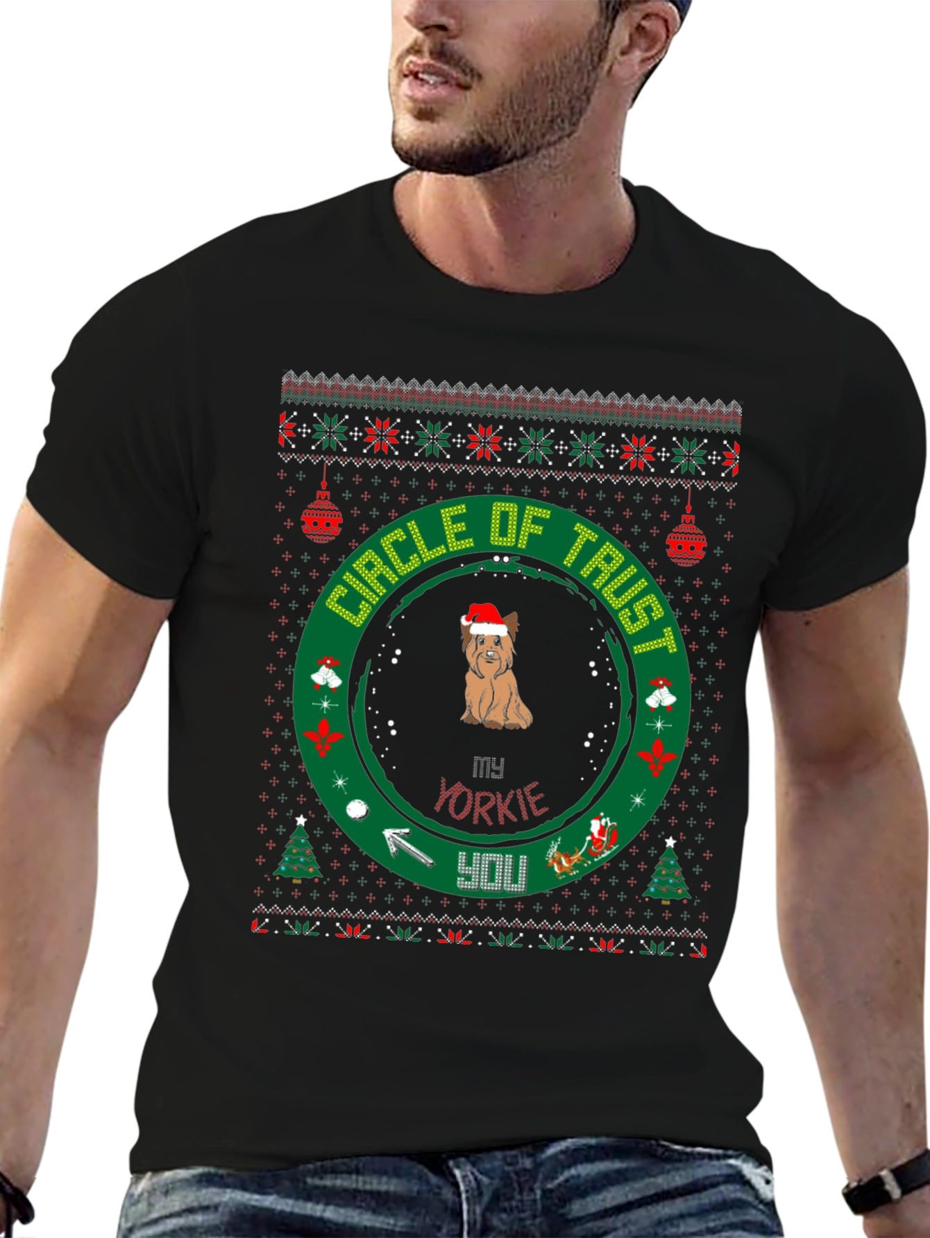Yorkie Christmas Circle of Trust T-Shirt
