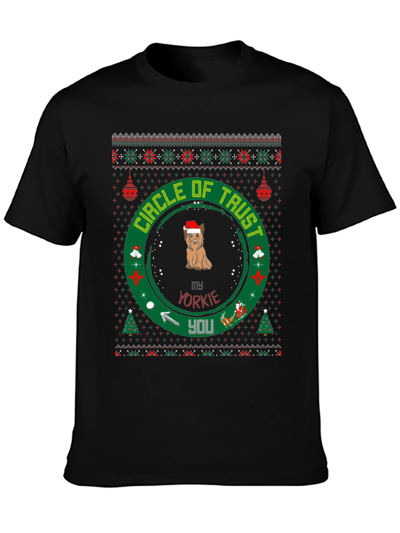 Yorkie Christmas Circle of Trust T-Shirt