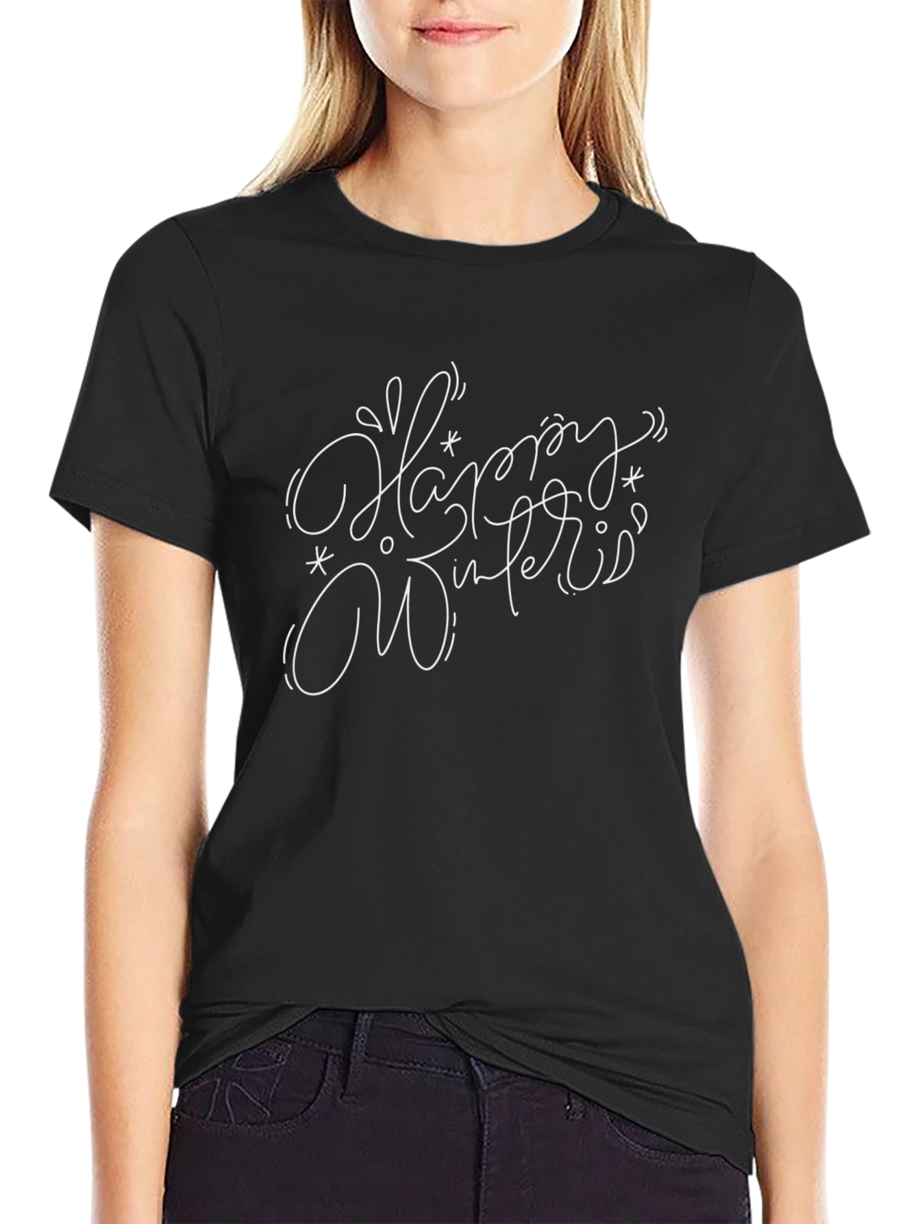 Happy Winteris Black Graphic Tee