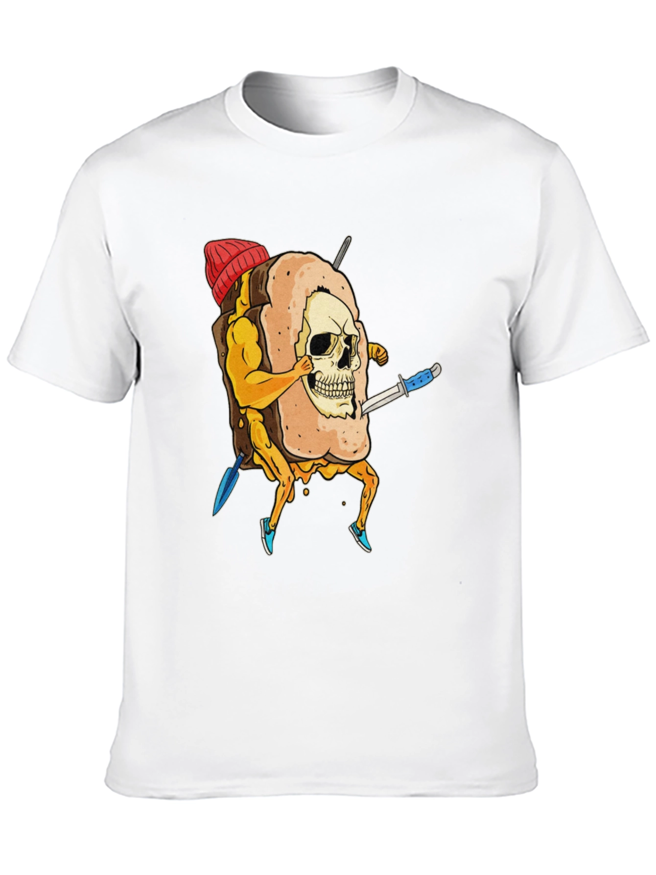Skull Marshmallow Warrior Funny Graphic Tee