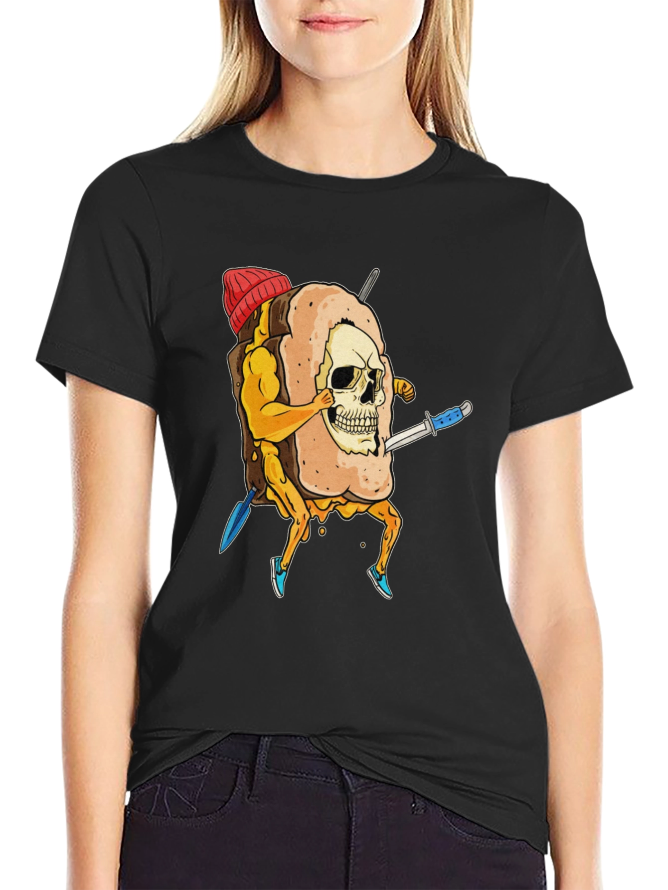 Skull Marshmallow Warrior Funny Graphic Tee