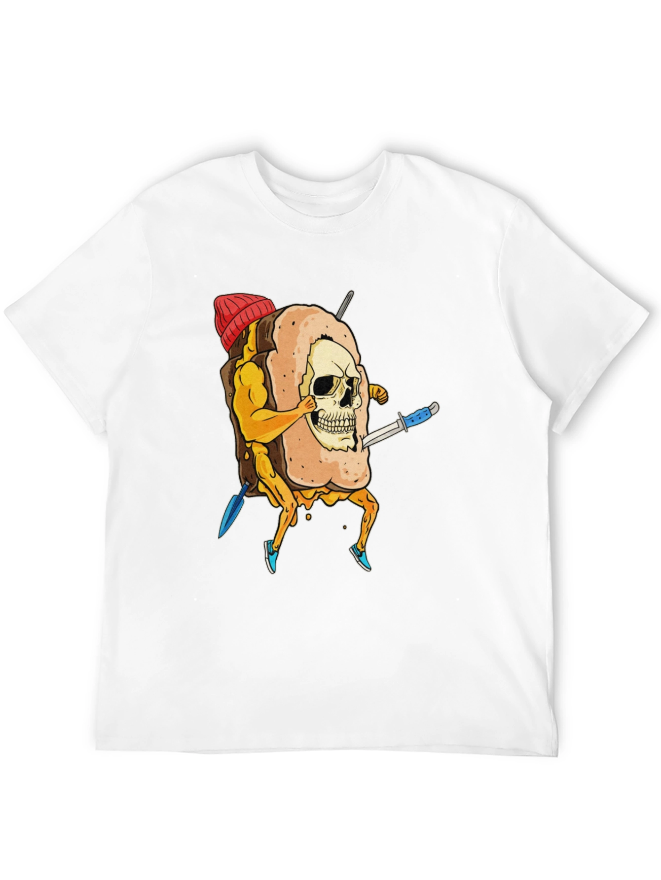 Skull Marshmallow Warrior Funny Graphic Tee