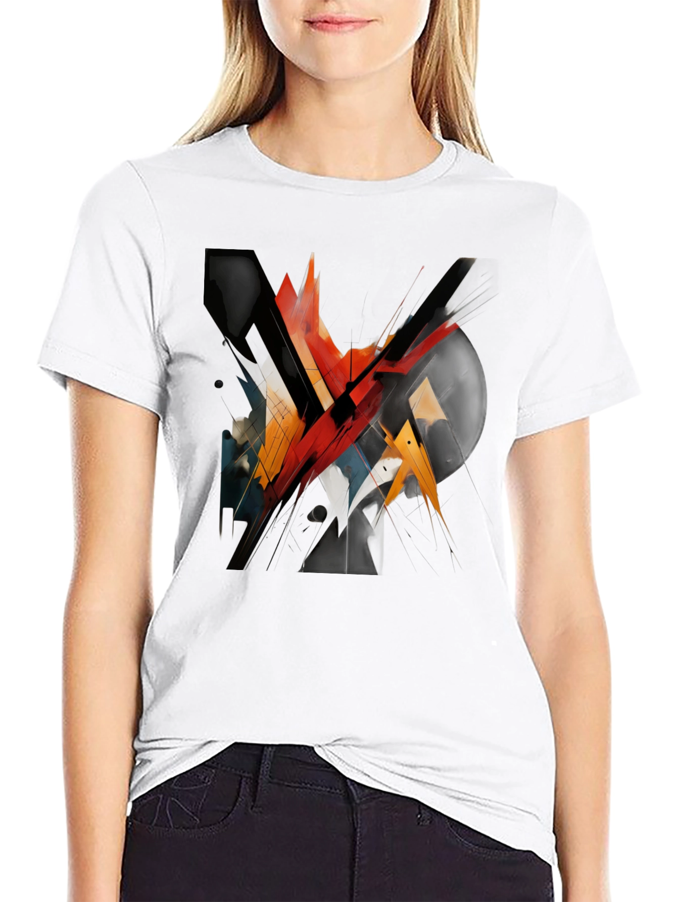 Abstract Geometric Graphic Black T-Shirt