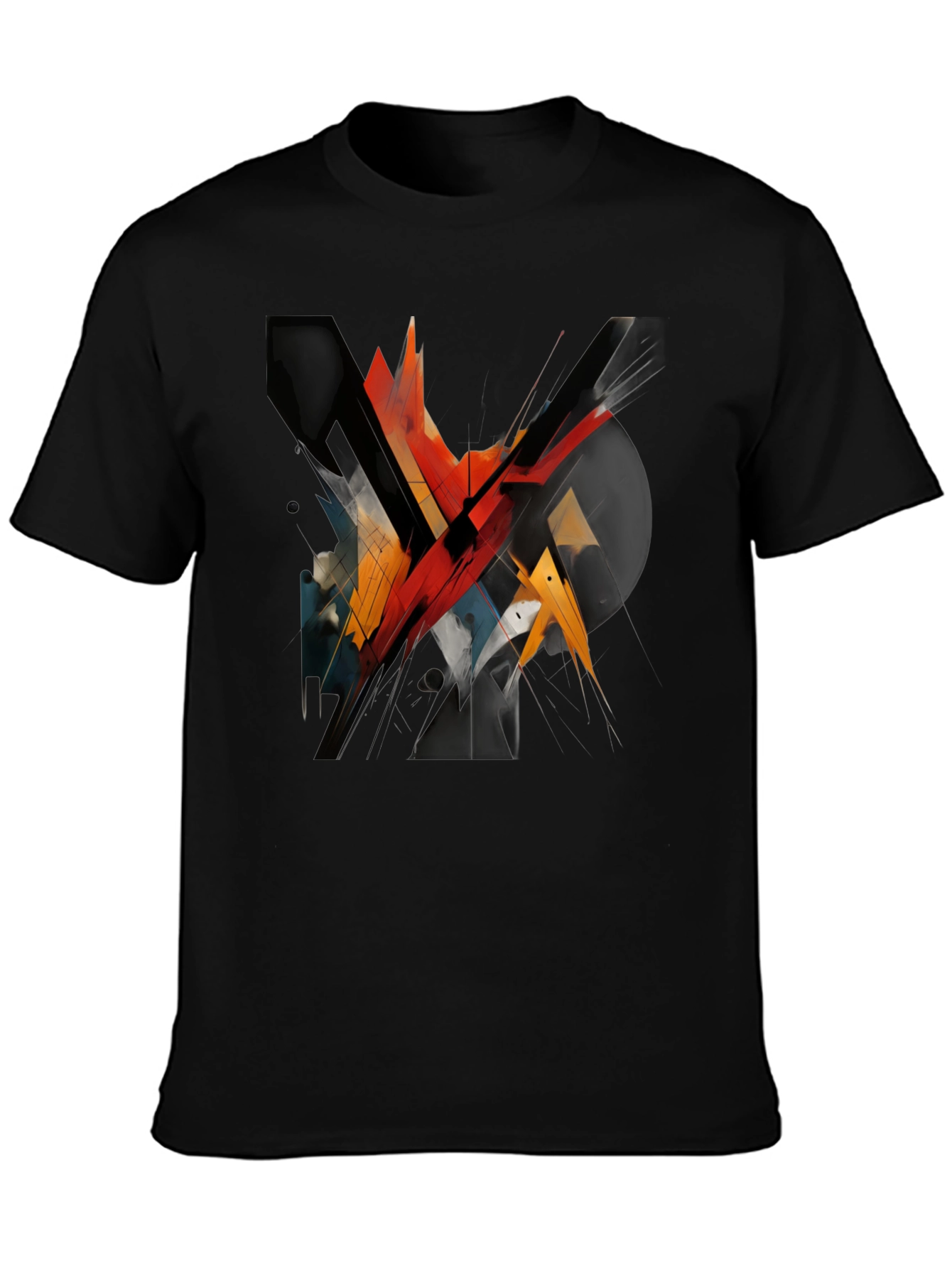 Abstract Geometric Graphic Black T-Shirt